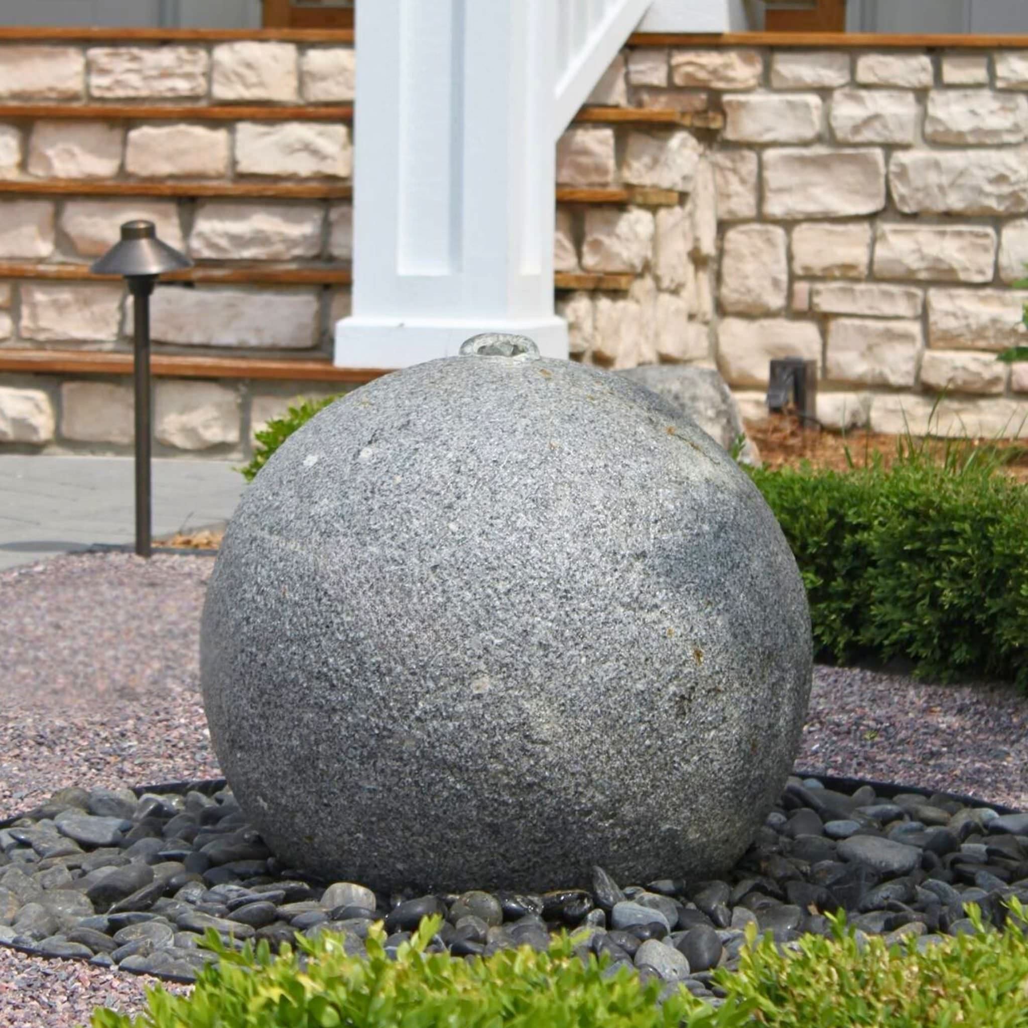 Hammered Granite Large Sphere Fountain - Blue Thumb
