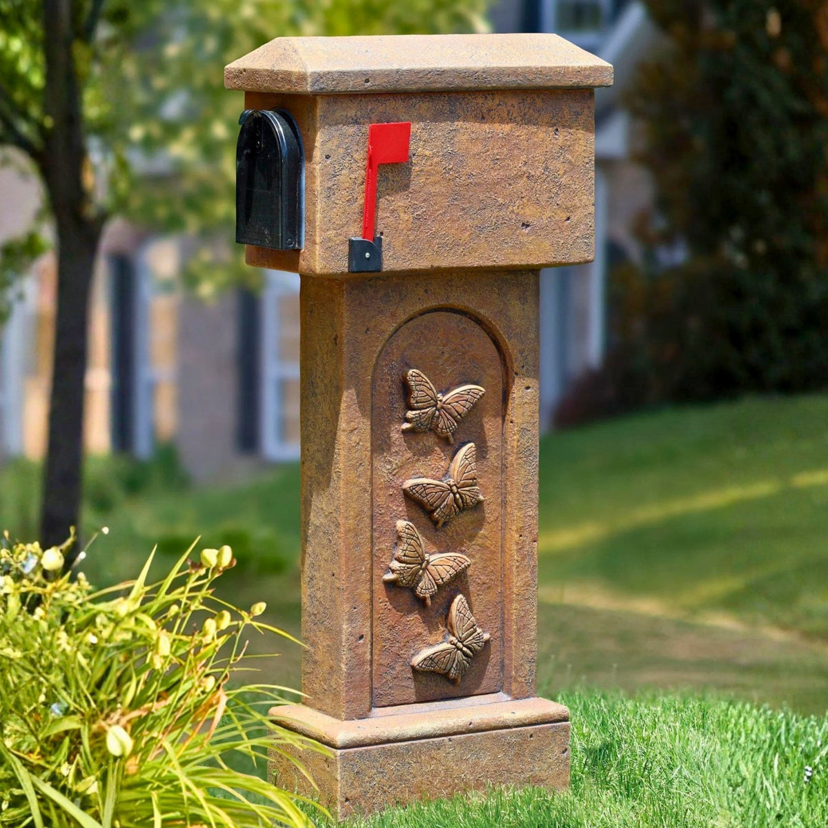 Butterfly Concrete Mailbox - Massarellis #4736