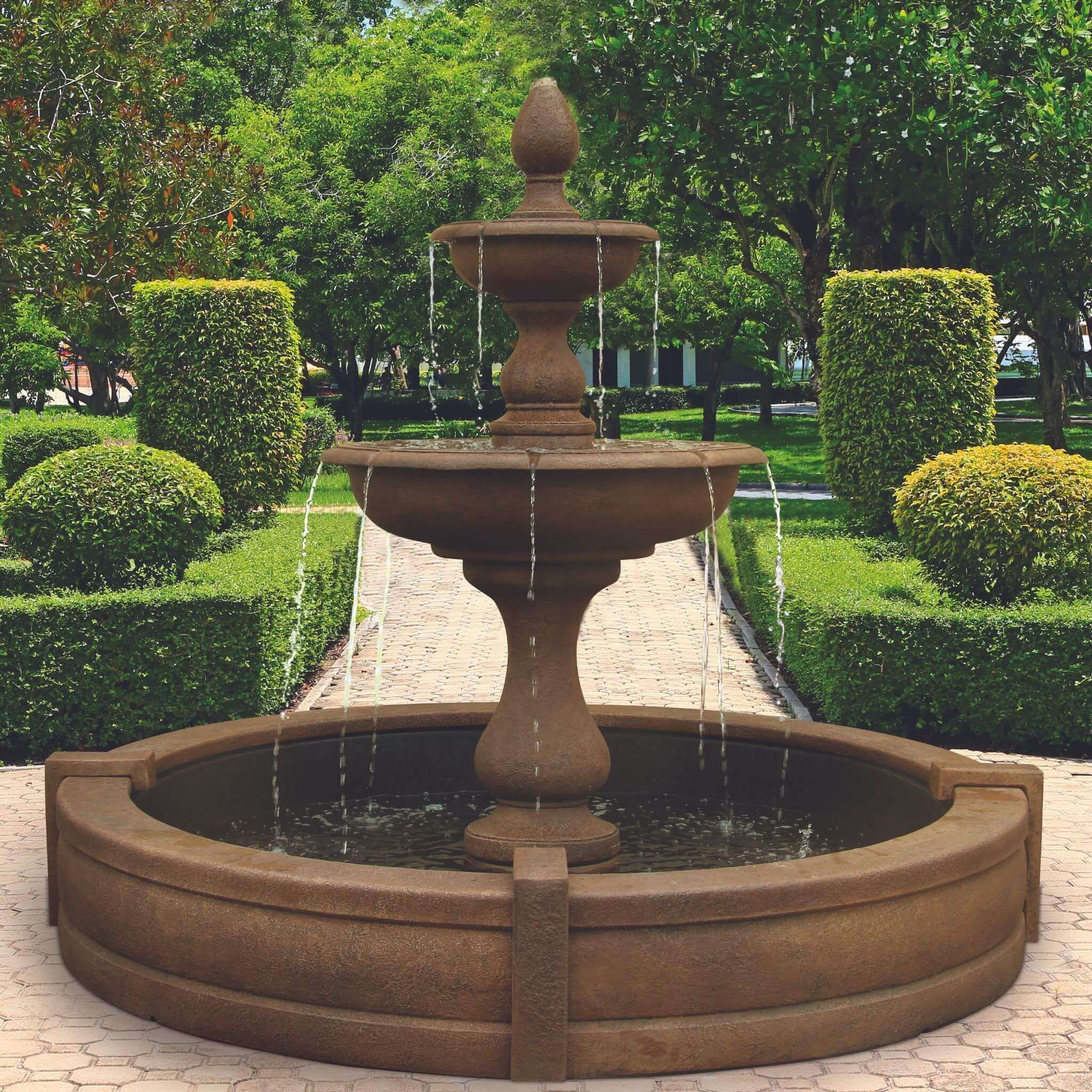 Vicenza 2-Tier Concrete Fountain w/Pool - Massarellis #3670