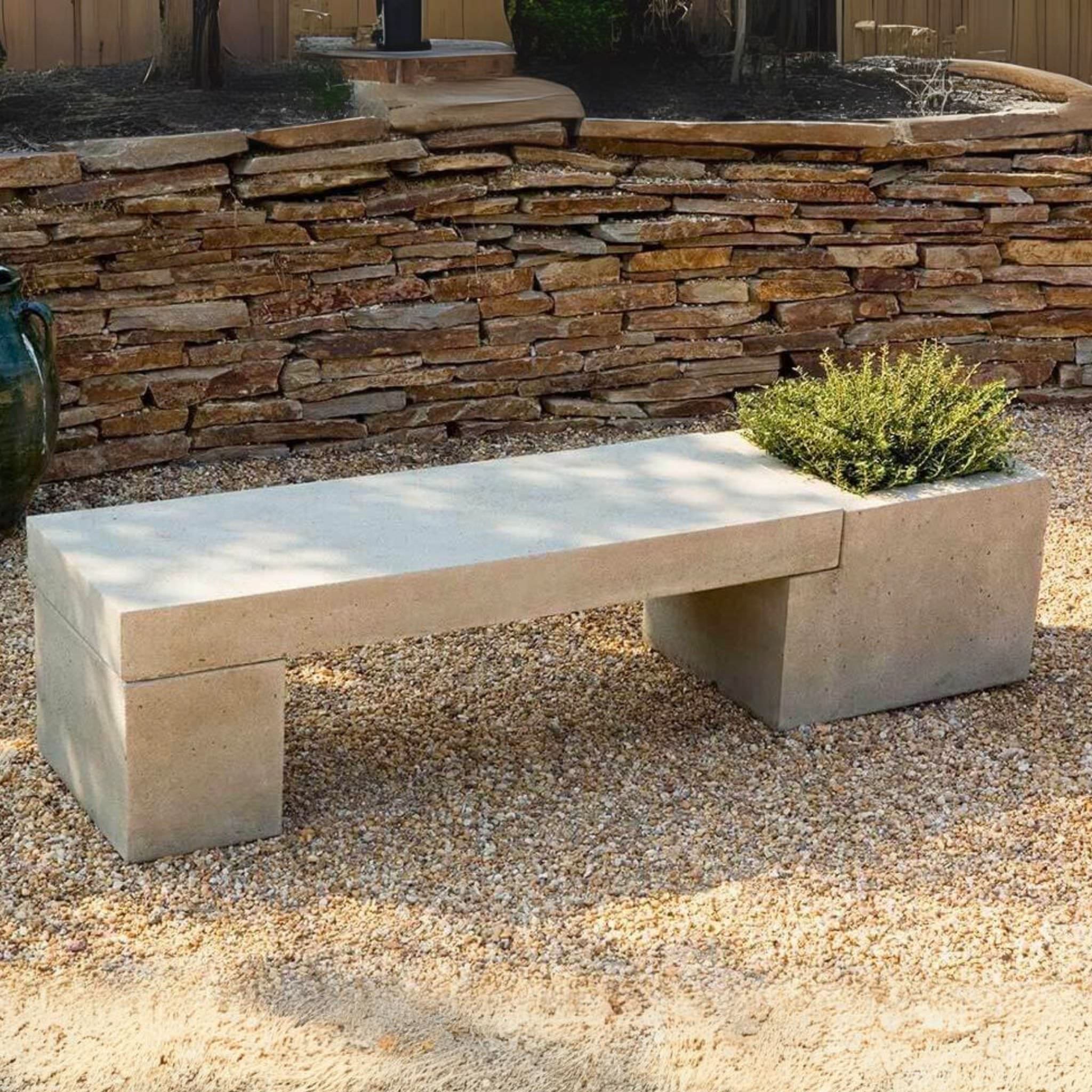 Concrete Memorial Bench with Planter Campania