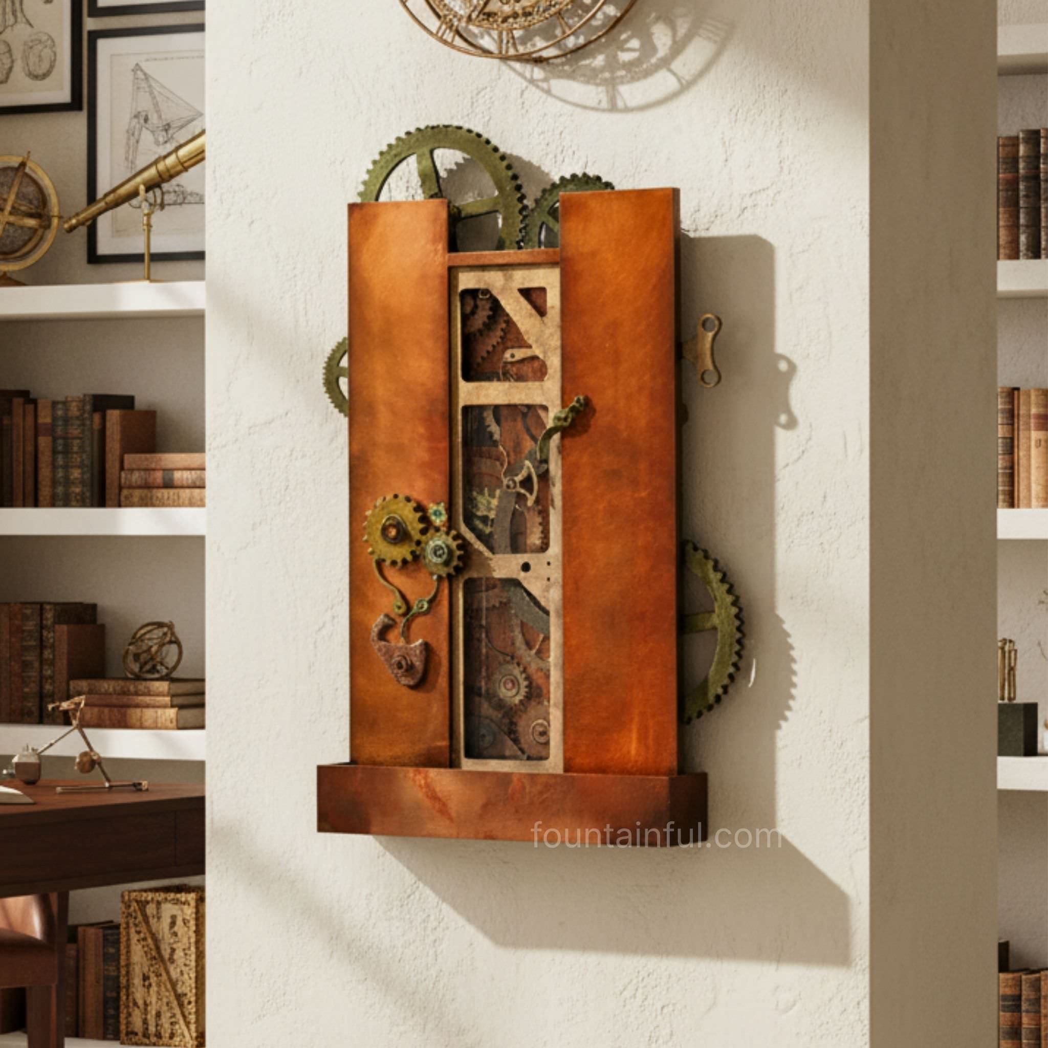 Da Vinci Decoder Sculpture Wall Fountain - Cameron Harvey - Copper Bronze