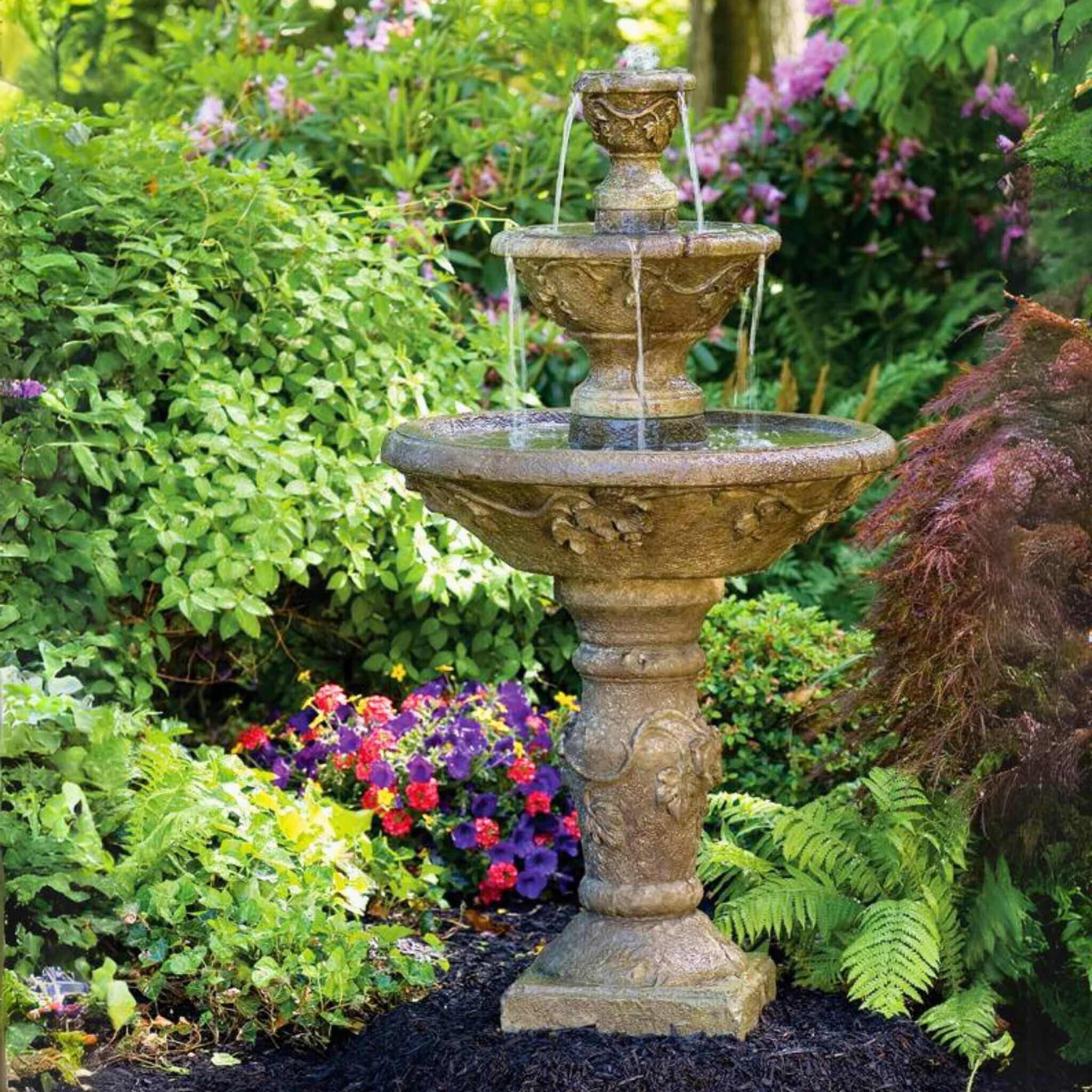 Harvest 3-Tier Concrete Fountain - Massarellis #3624