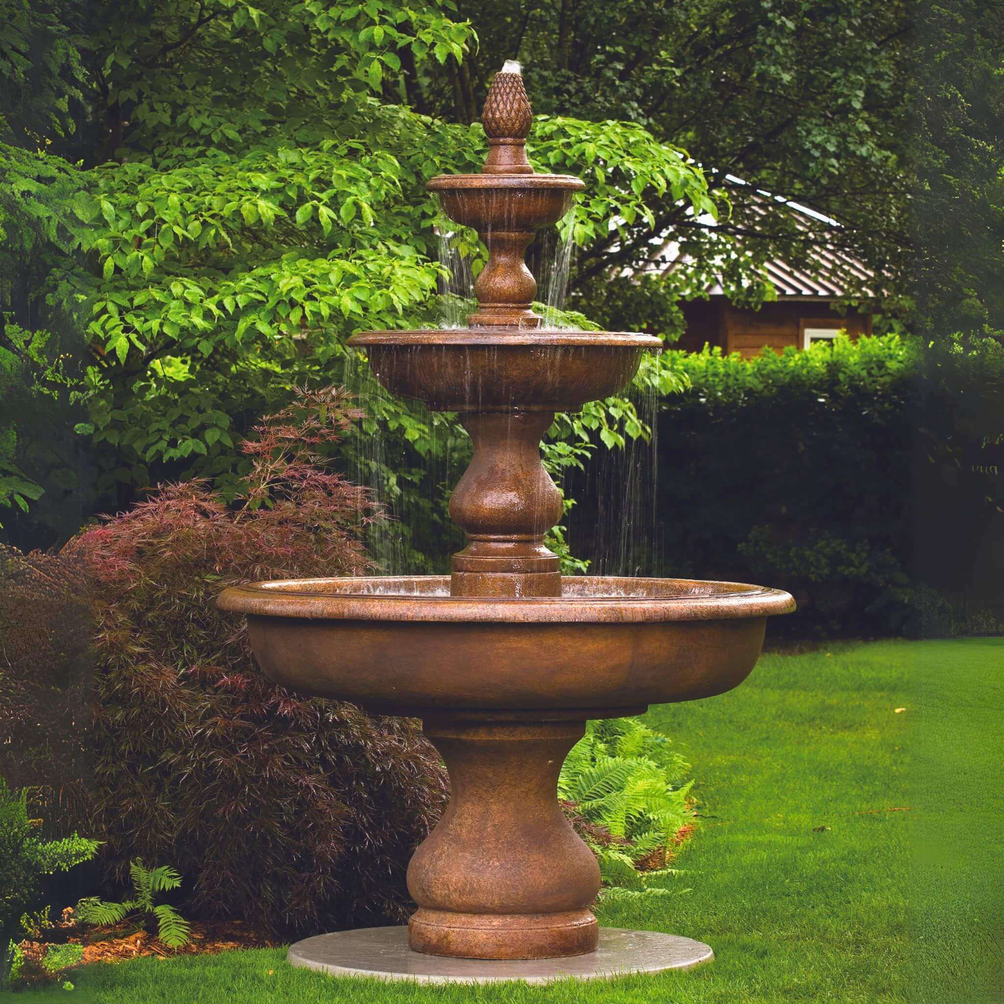 The Monticello 3-Tier Concrete Fountain - Massarellis #3689