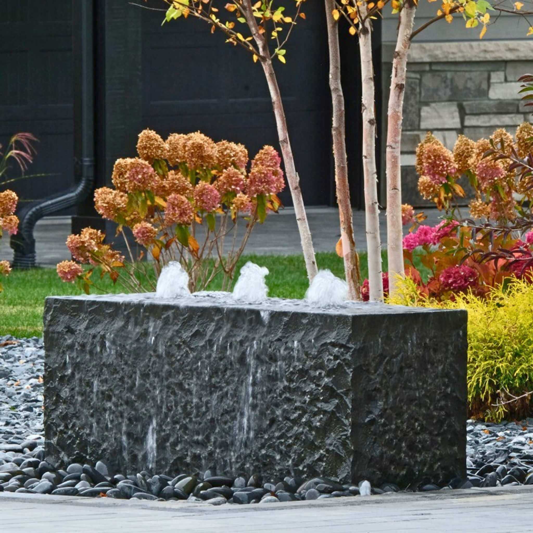 Basalt Block "Yasuyuki" Triple Drilled Fountain - Complete Kit - Blue Thumb