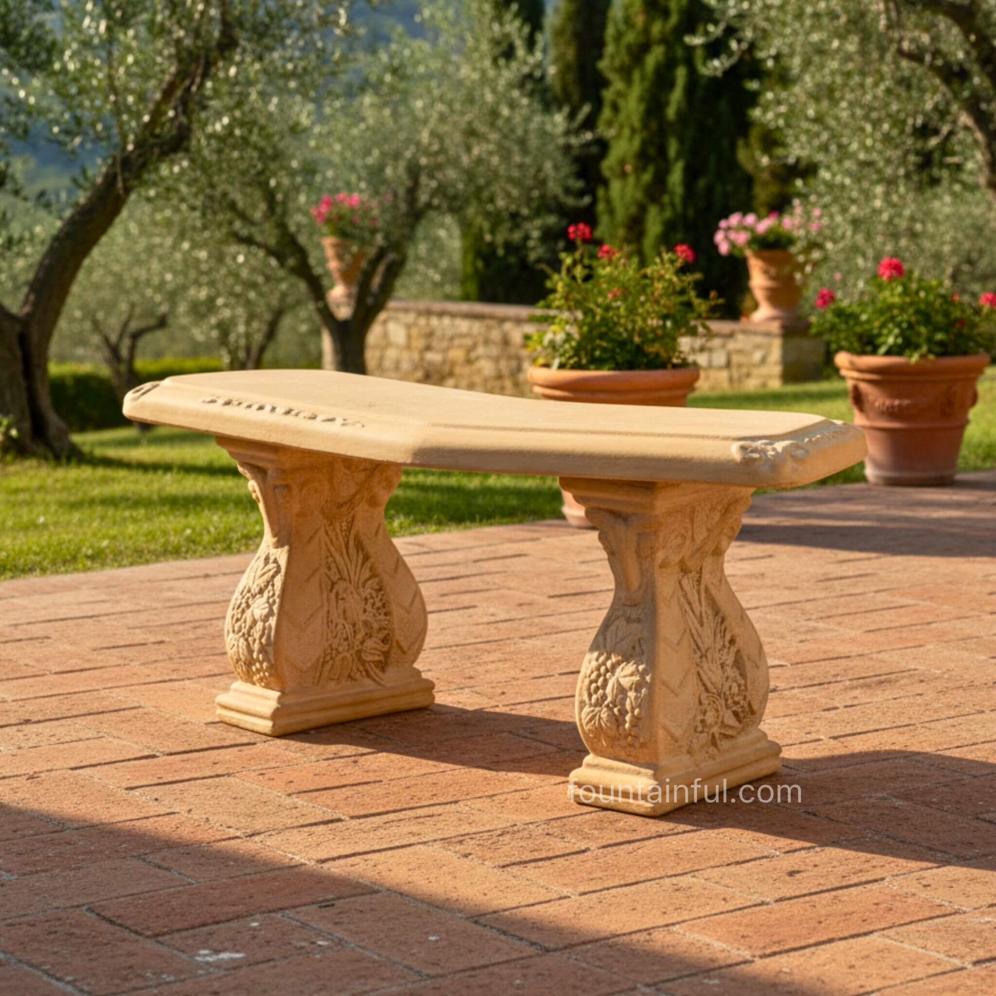 Pergola Angled Concrete Garden Bench - Giannini #503