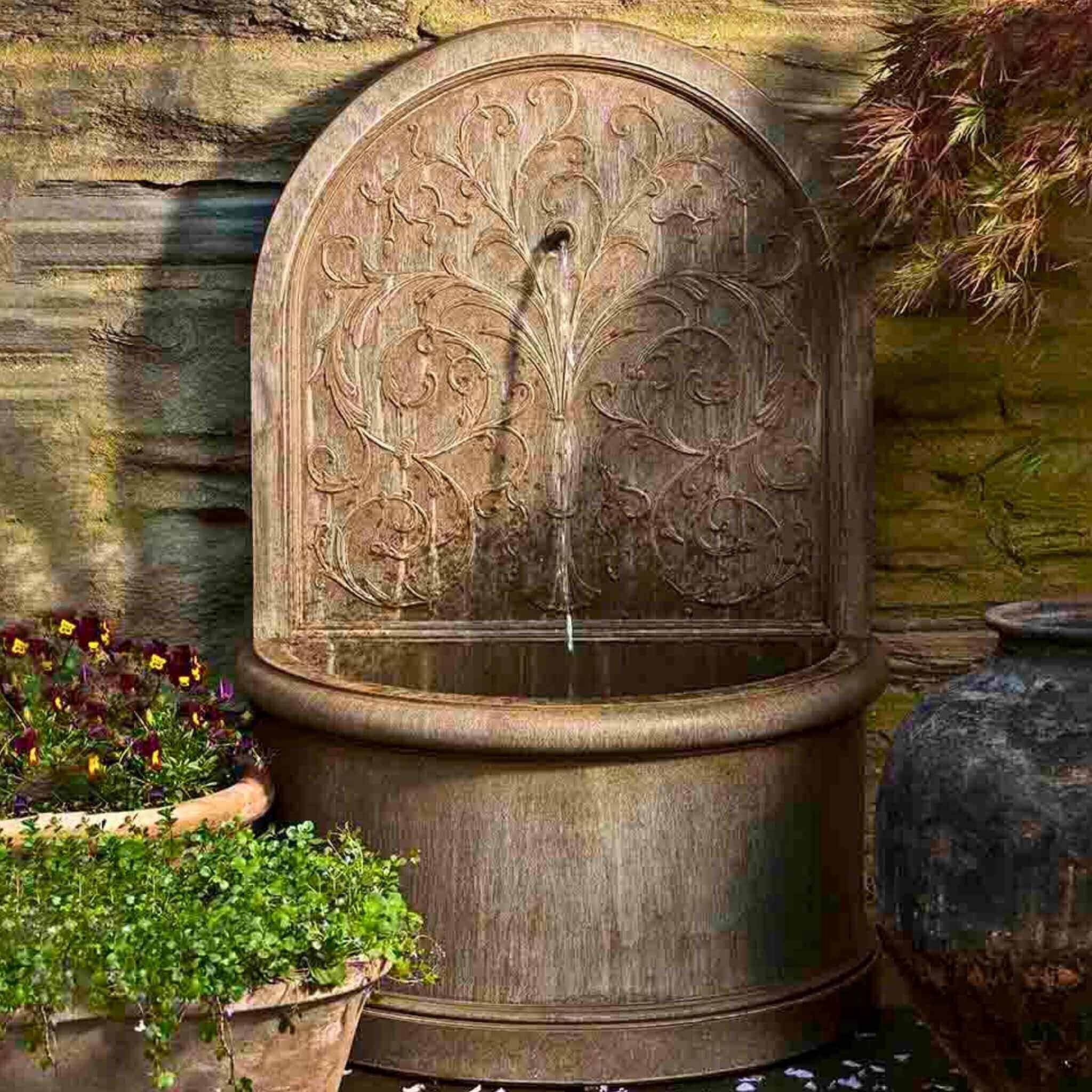 menards plant saucer Campania International Corsini Wall Fountain