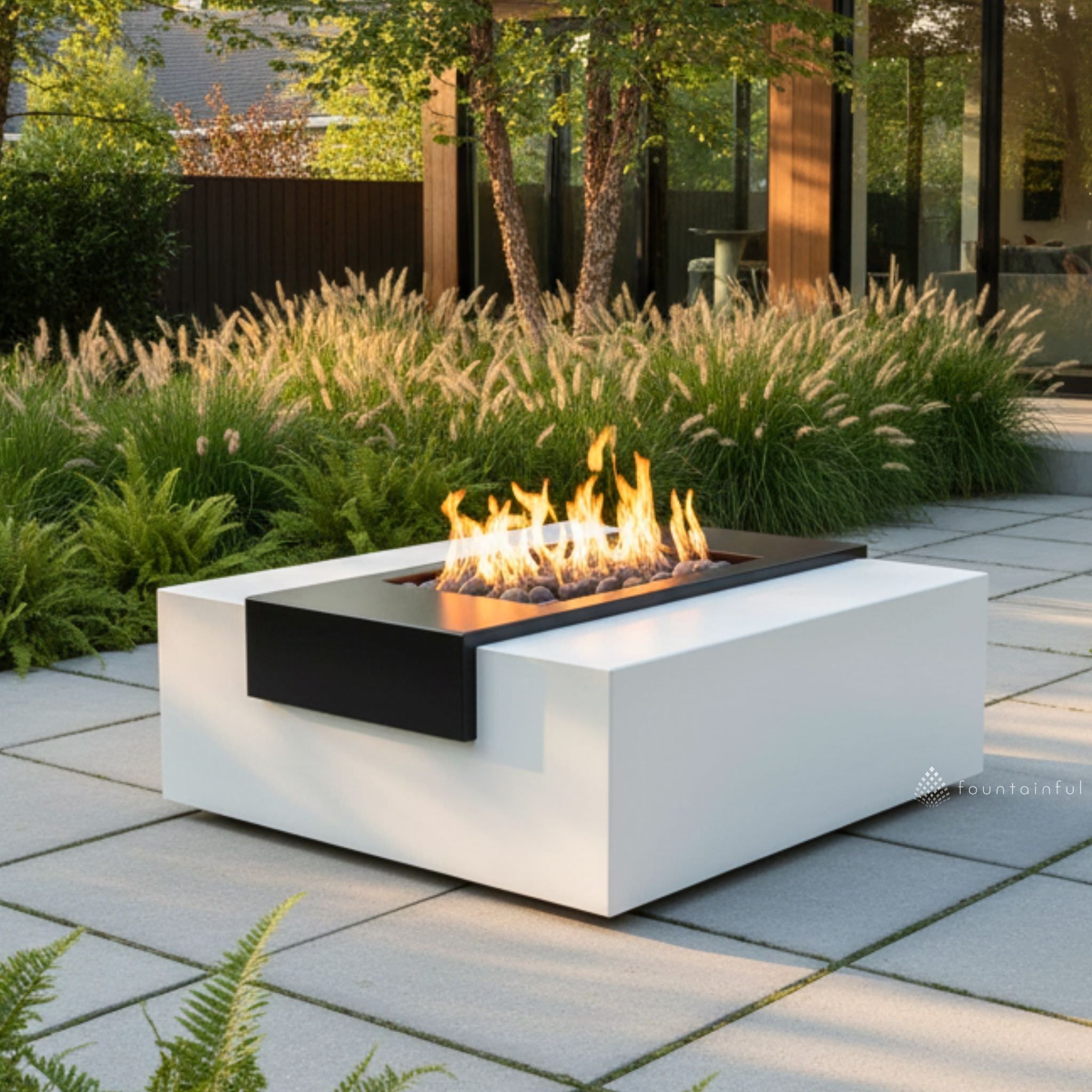 Gallaway Square Steel Gas Fire Pit - Outdoor Plus