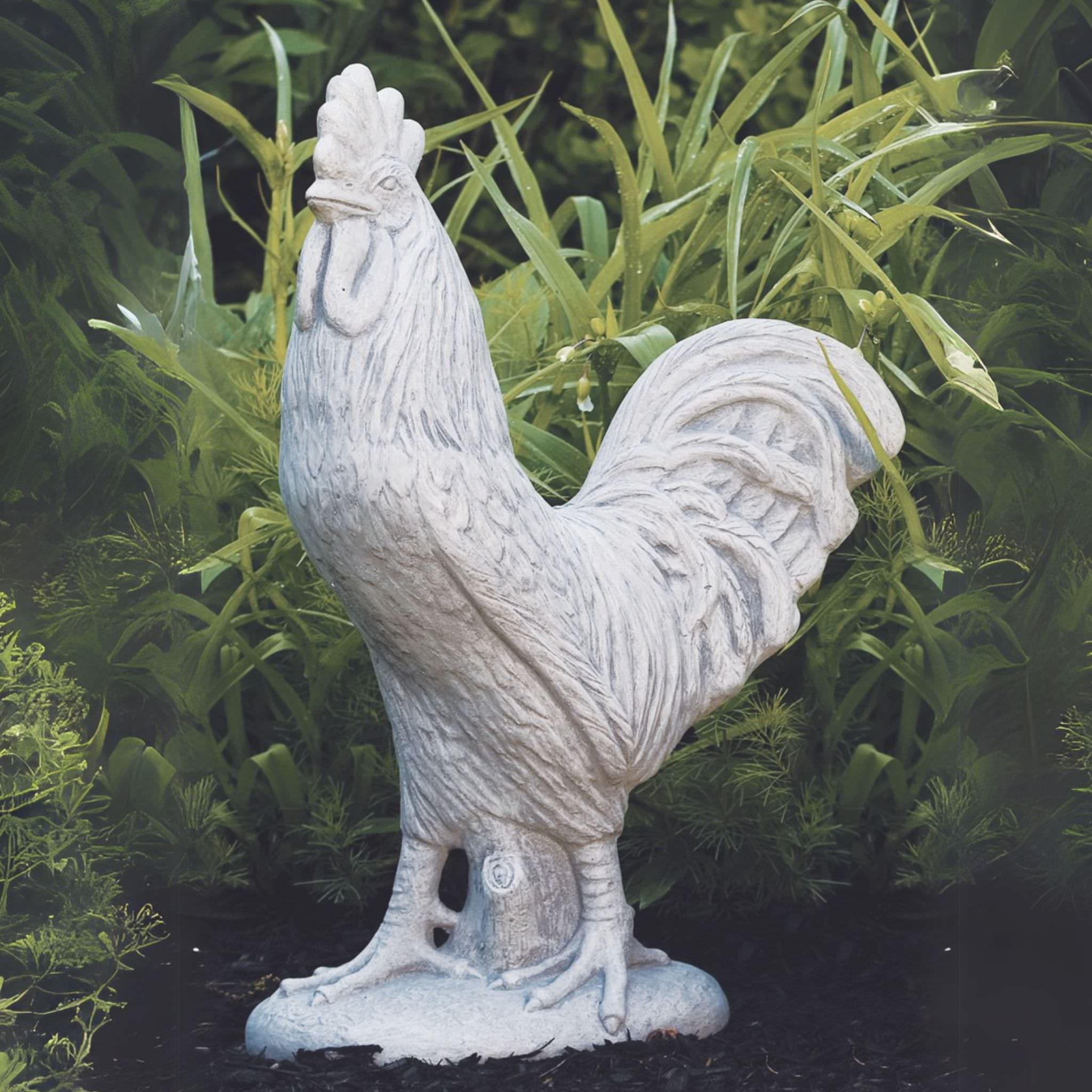 Large Rooster Concrete Garden Statue - Massarellis #2843