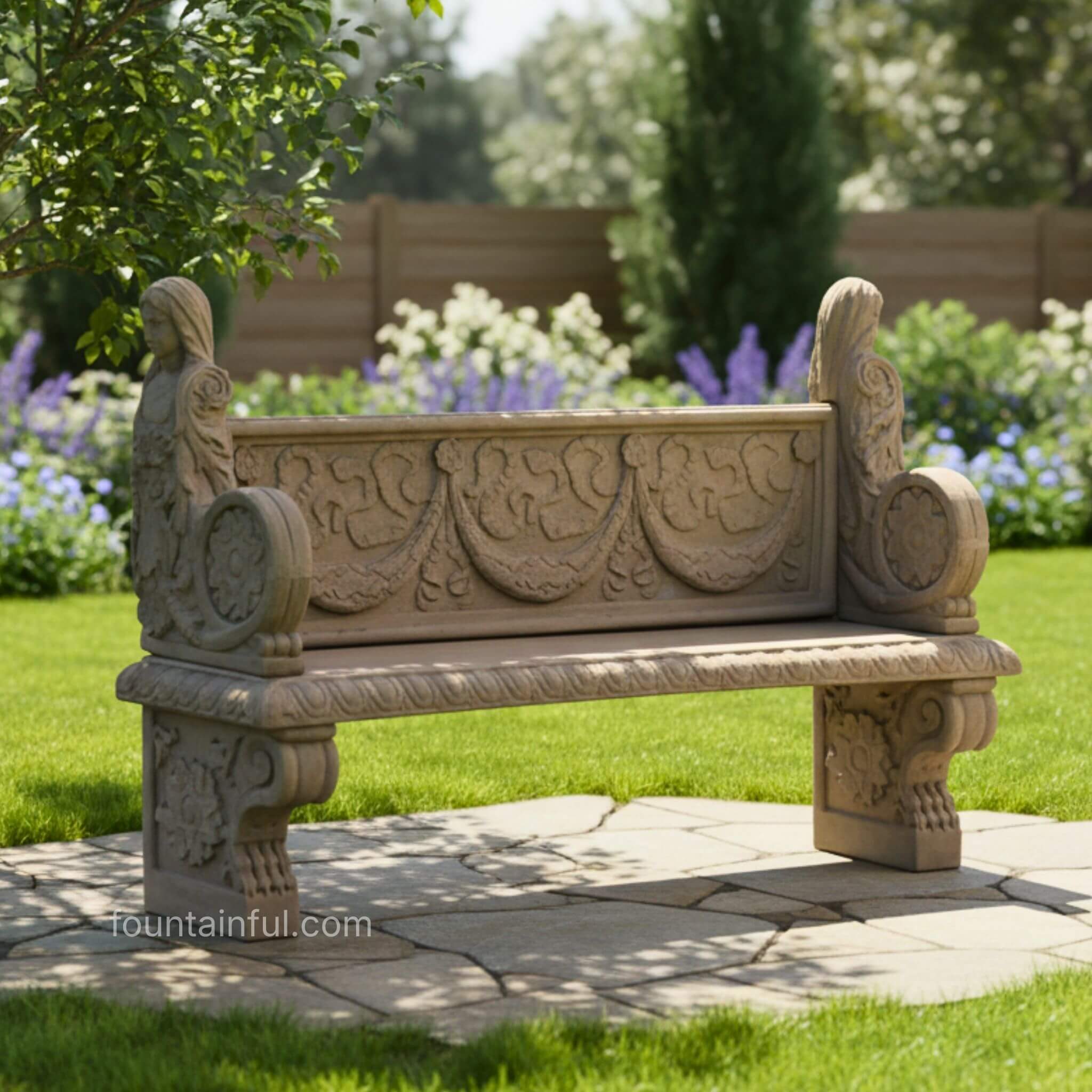 Euronetian Concrete Garden Bench - Fiore #633