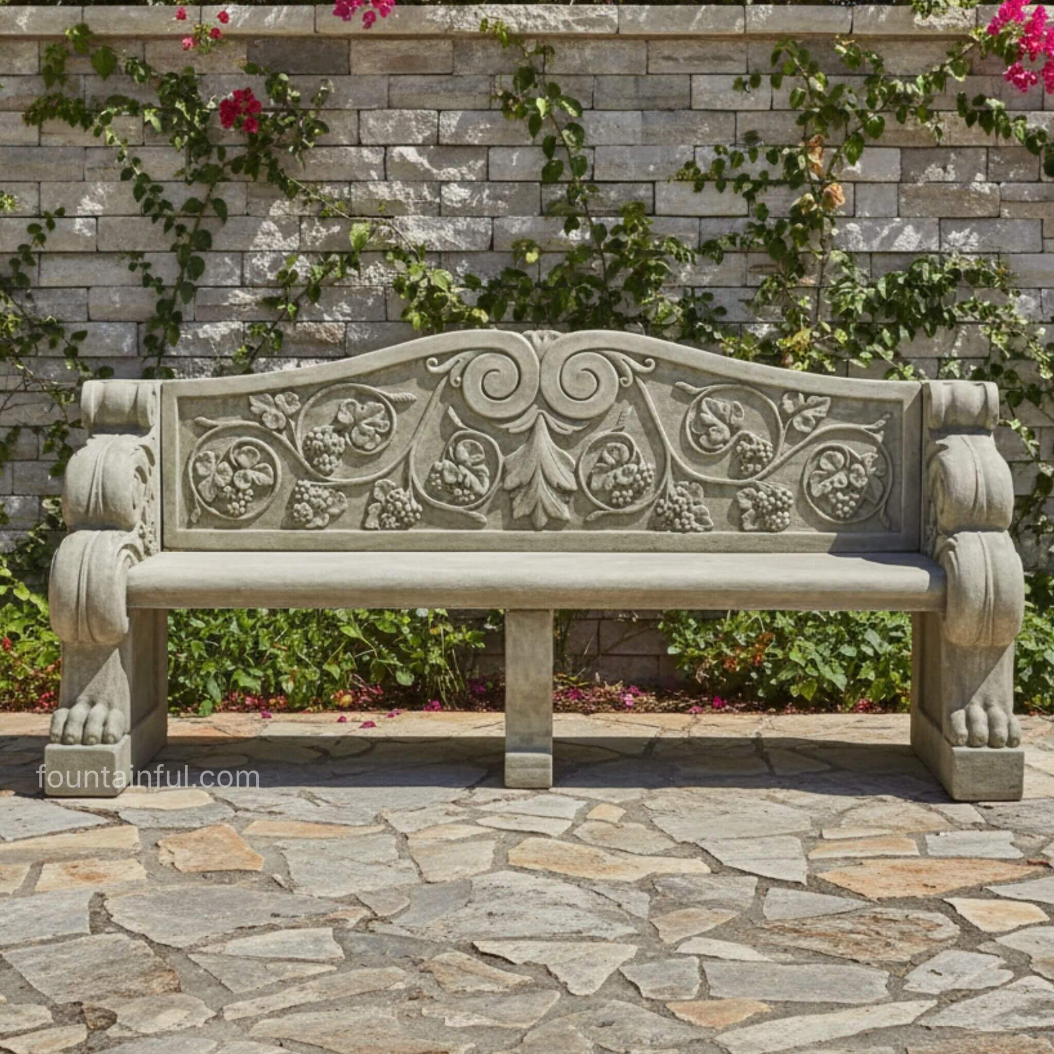Villa Antinori Large 6.5-feet Concrete Garden Bench - Giannini #558