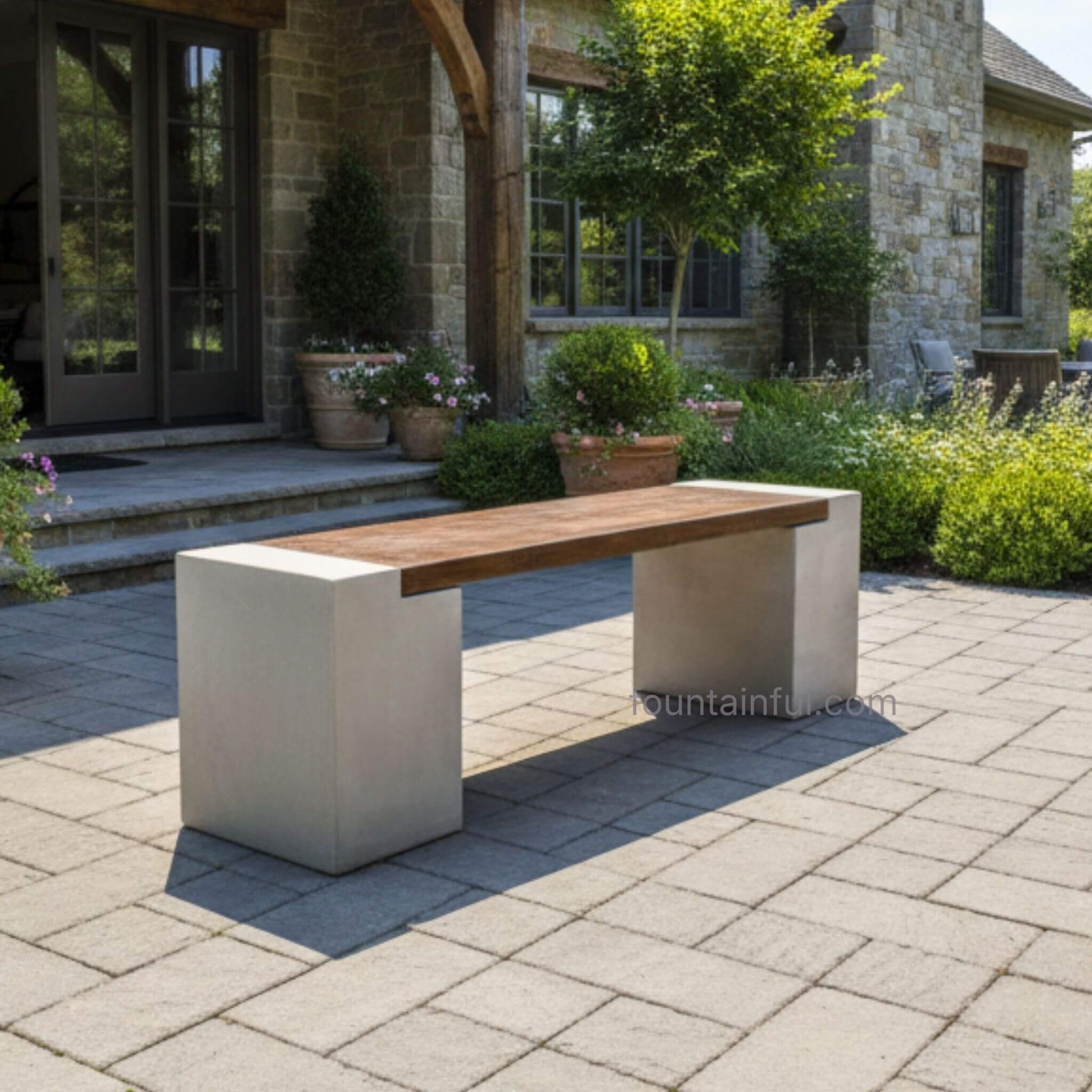 California Concrete Garden Bench - Giannini #580 - Two Tone Modern Luxury