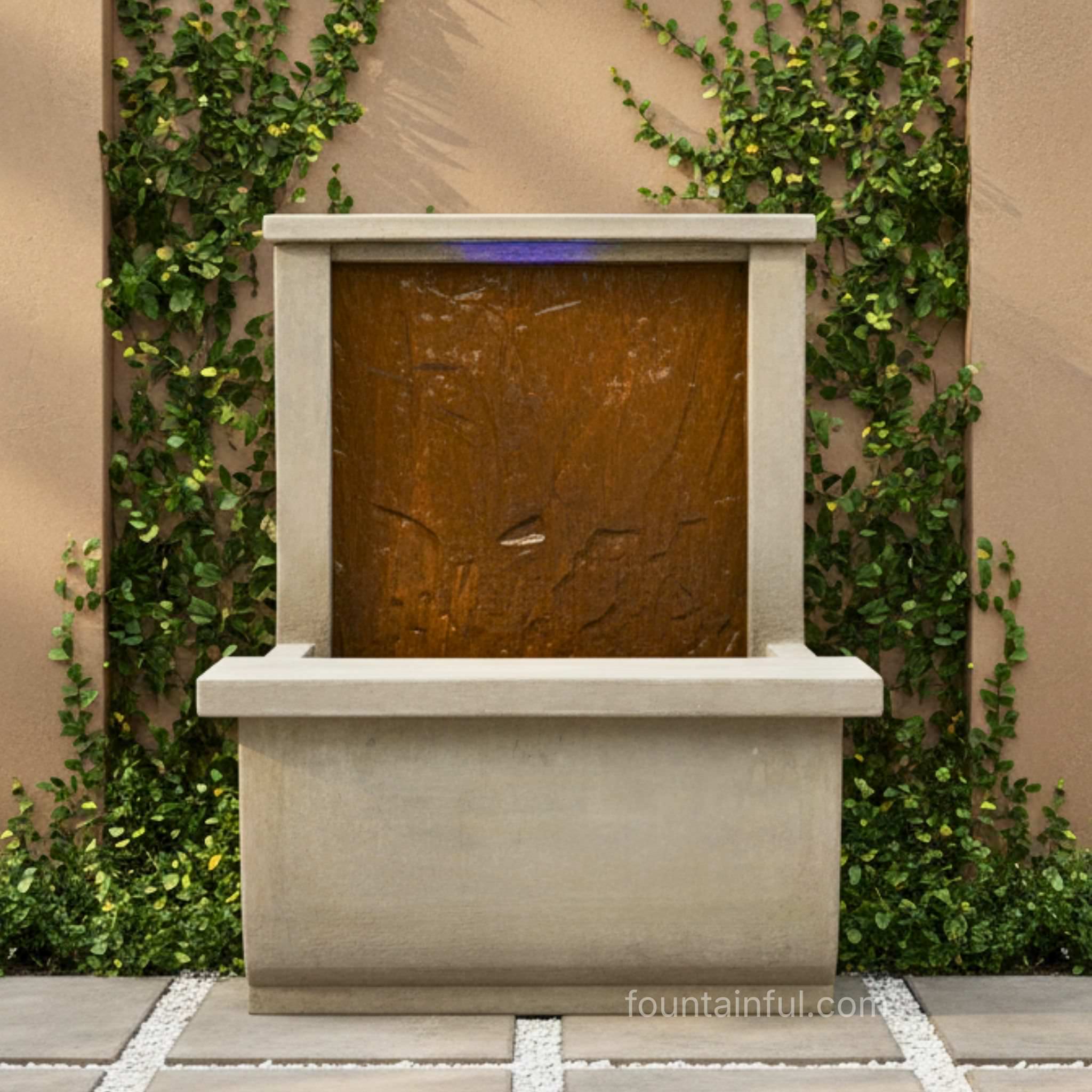 Slate Water Wall & Bench Concrete Fountain - Giannini #1726