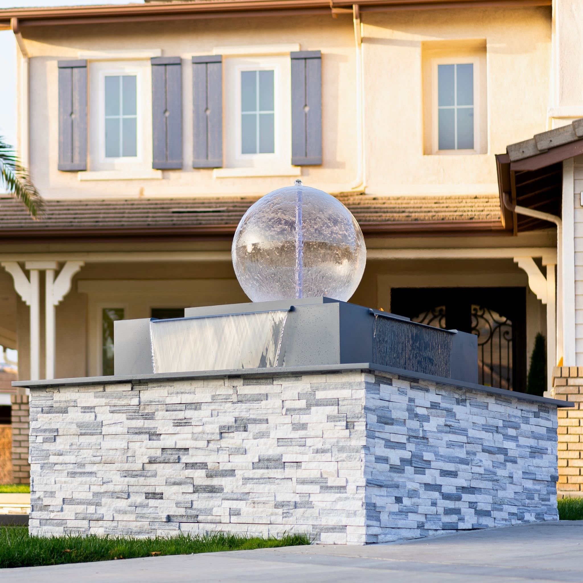 Atlas Crystal Sphere Fire & Water Fountain - The Outdoor Plus