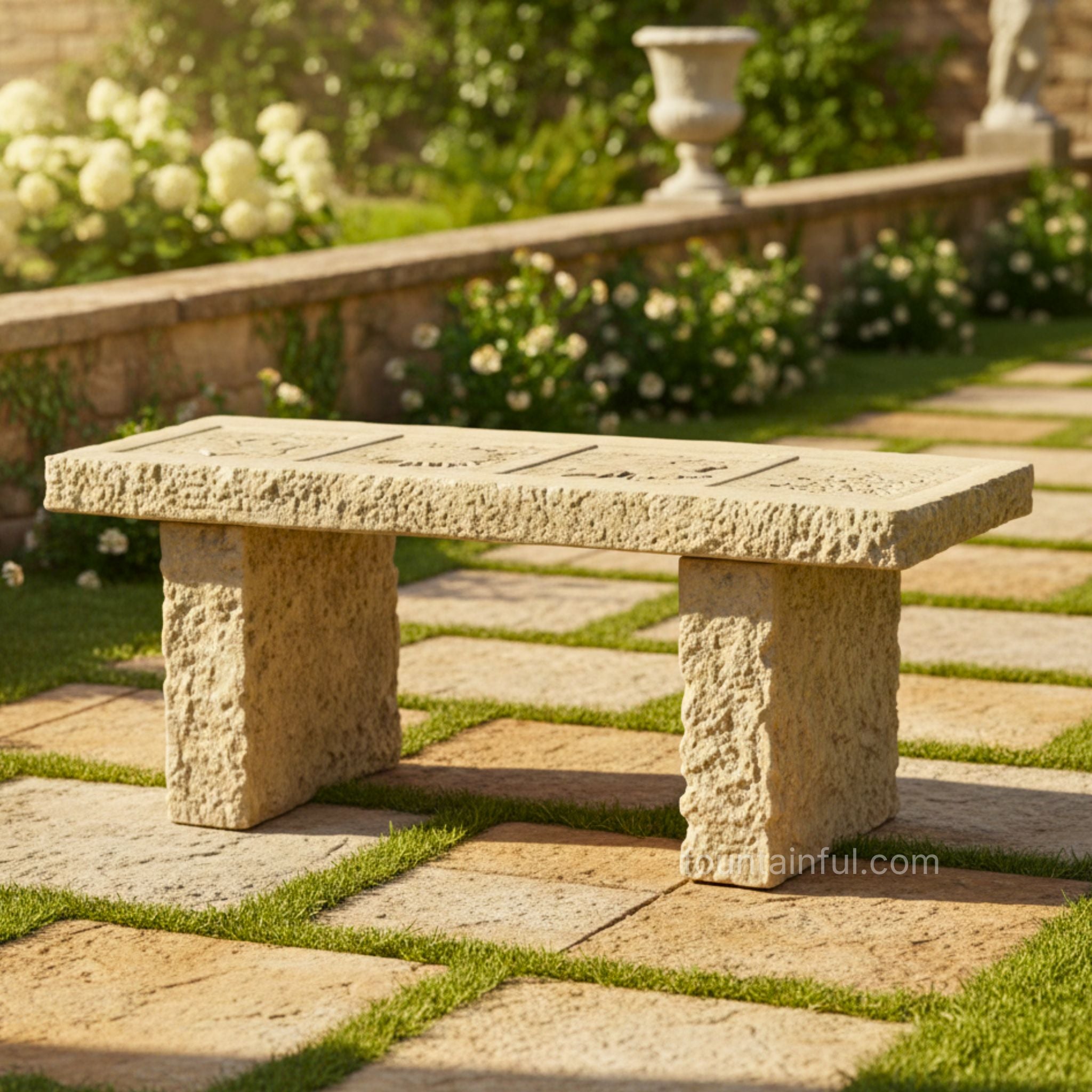 Four Seasons Concrete Garden Bench - Fiore Stone