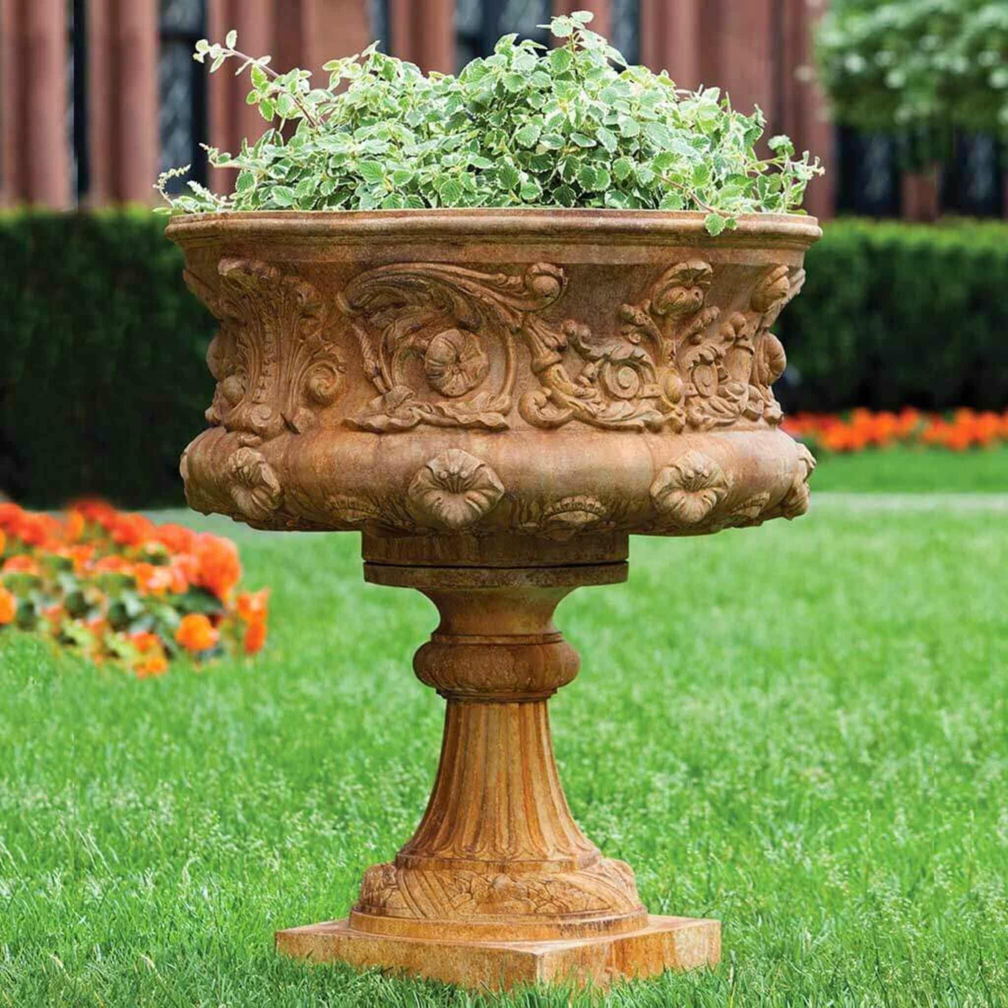 Smithsonian Morning Glory Concrete Urn Planter - Campania #P0529