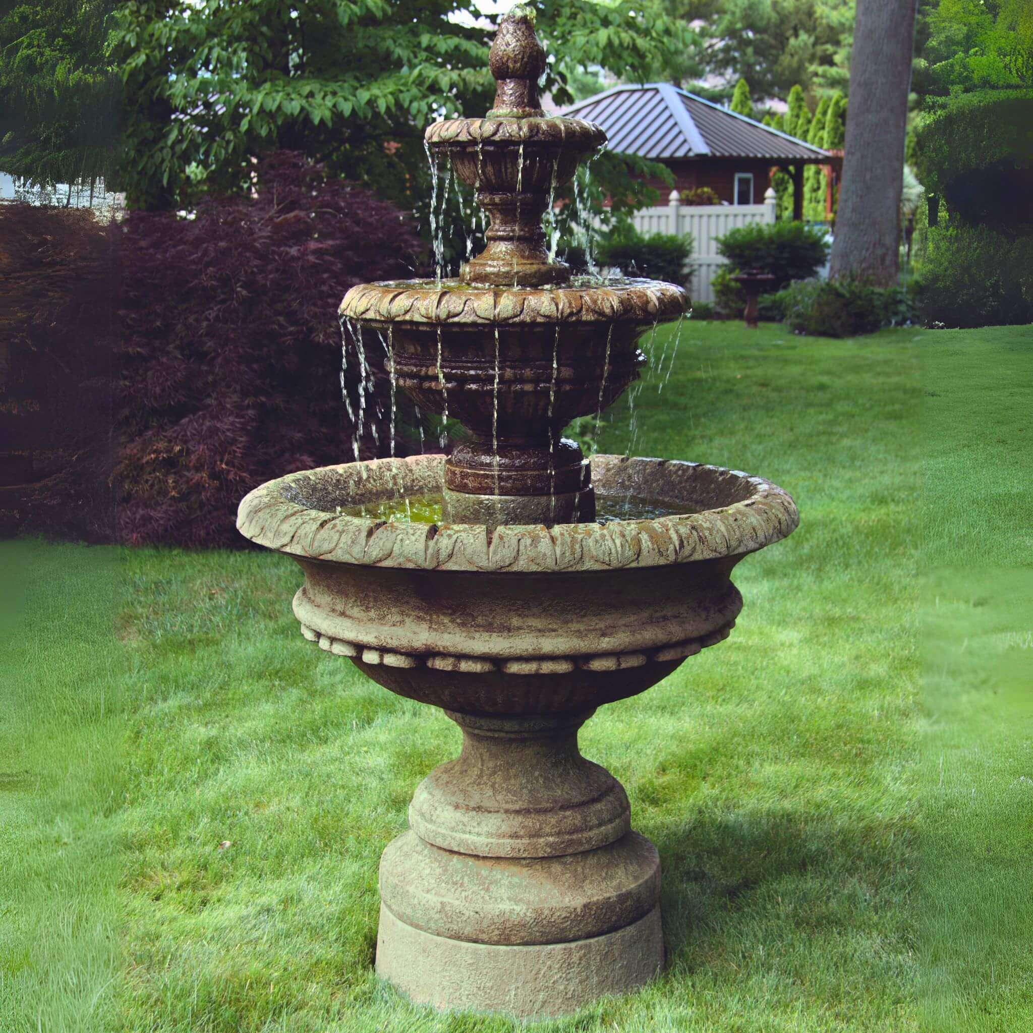 Chanticleer 3-Tier Concrete Fountain - Massarellis #3733