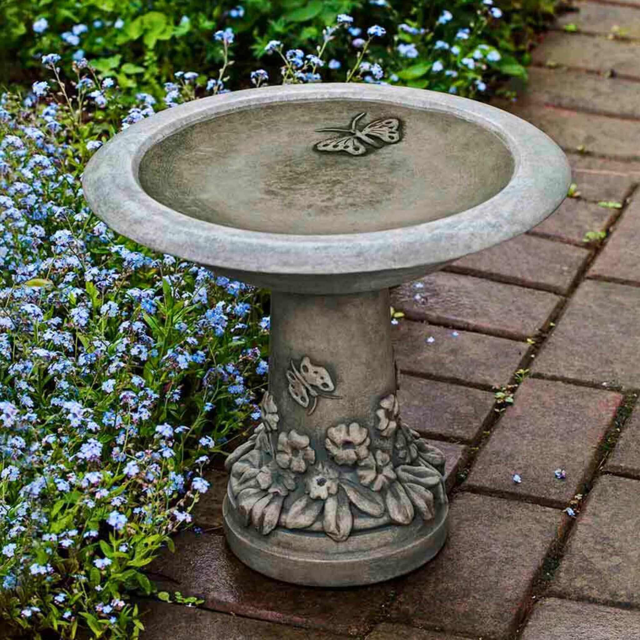 Spring Meadow Concrete Bird Bath - Campania #B169