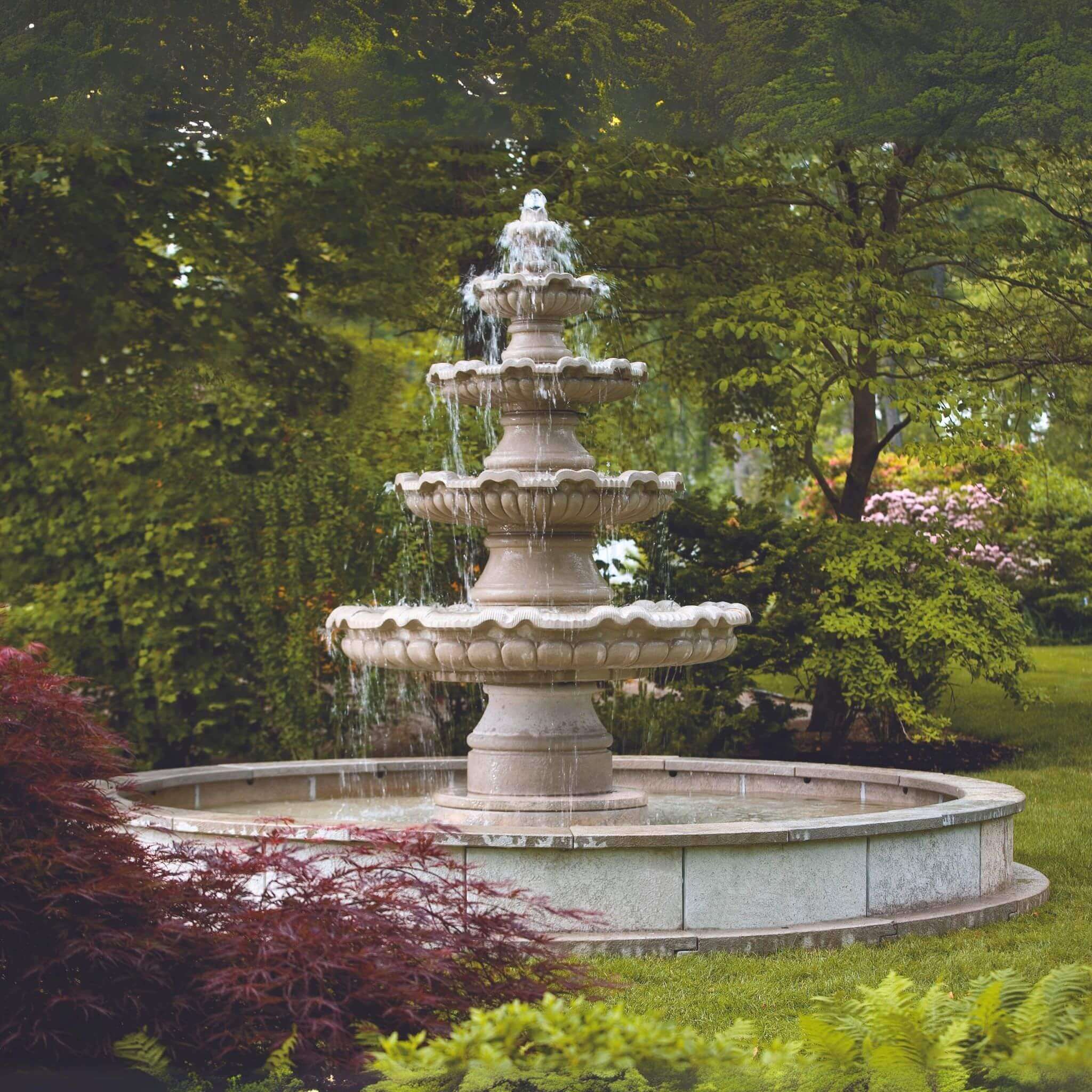 Renault 4-Tier Concrete Fountain with Pool - Massarellis #3658