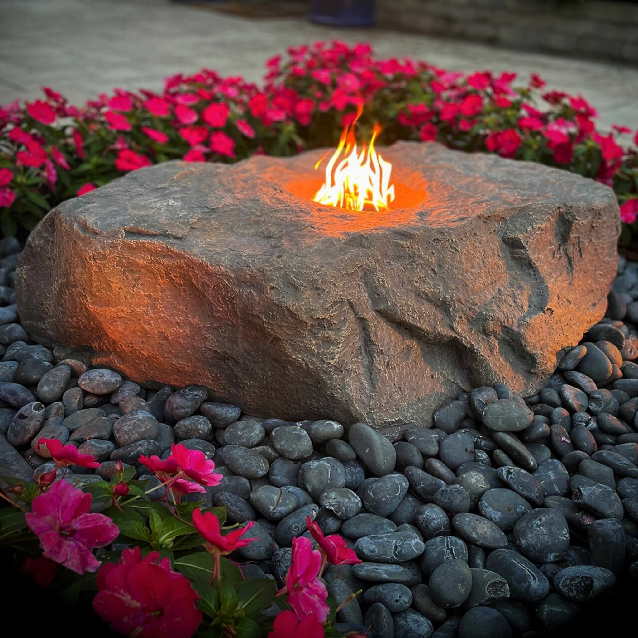 Large GFRC Fire Boulder - Blue Thumb