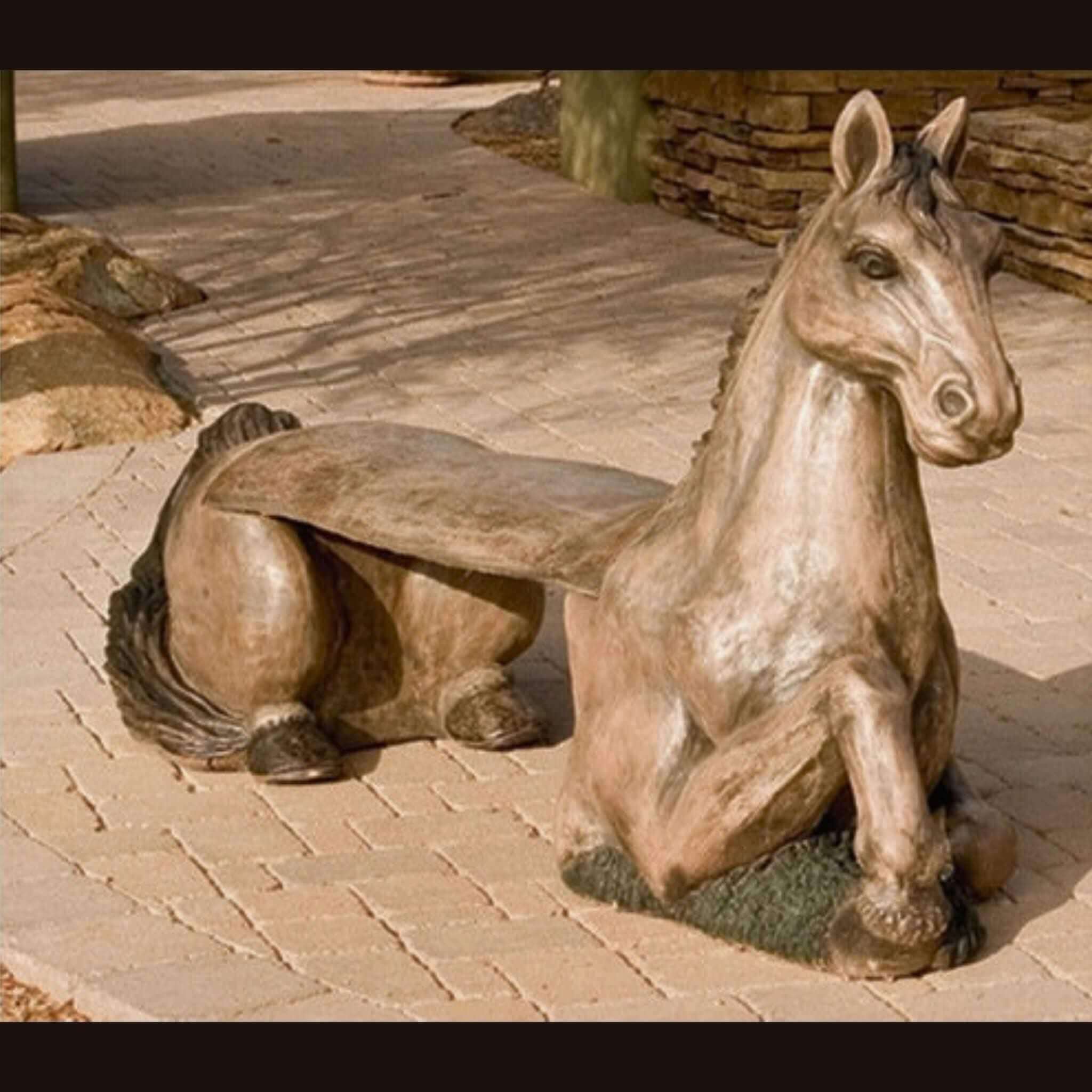 Horse Concrete Garden Bench - Phoenix Design Cast
