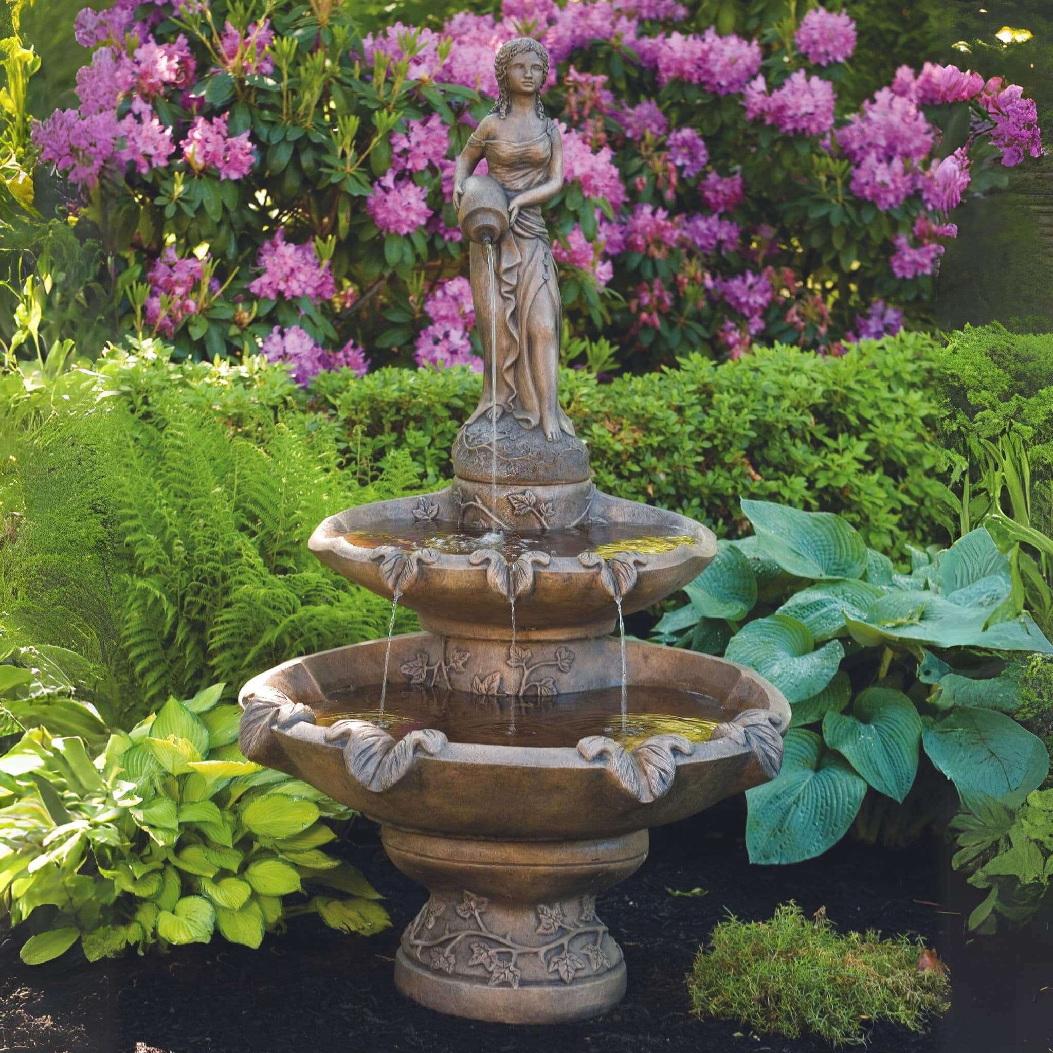 Girl Holding Jug 2-Tier Fountain - Massarellis #3445