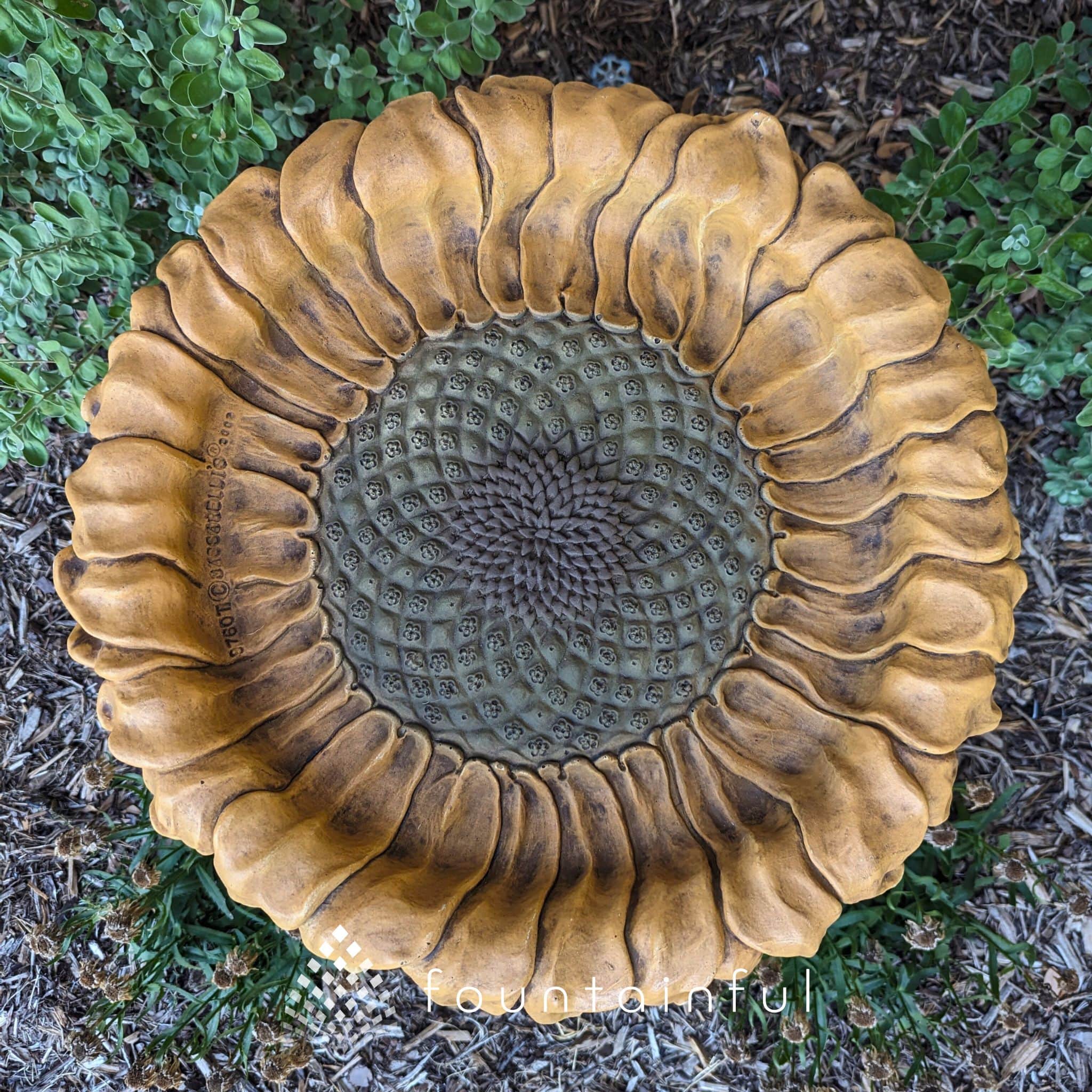 Sunflower 2-Piece Concrete Bird Bath - Massarellis #9760