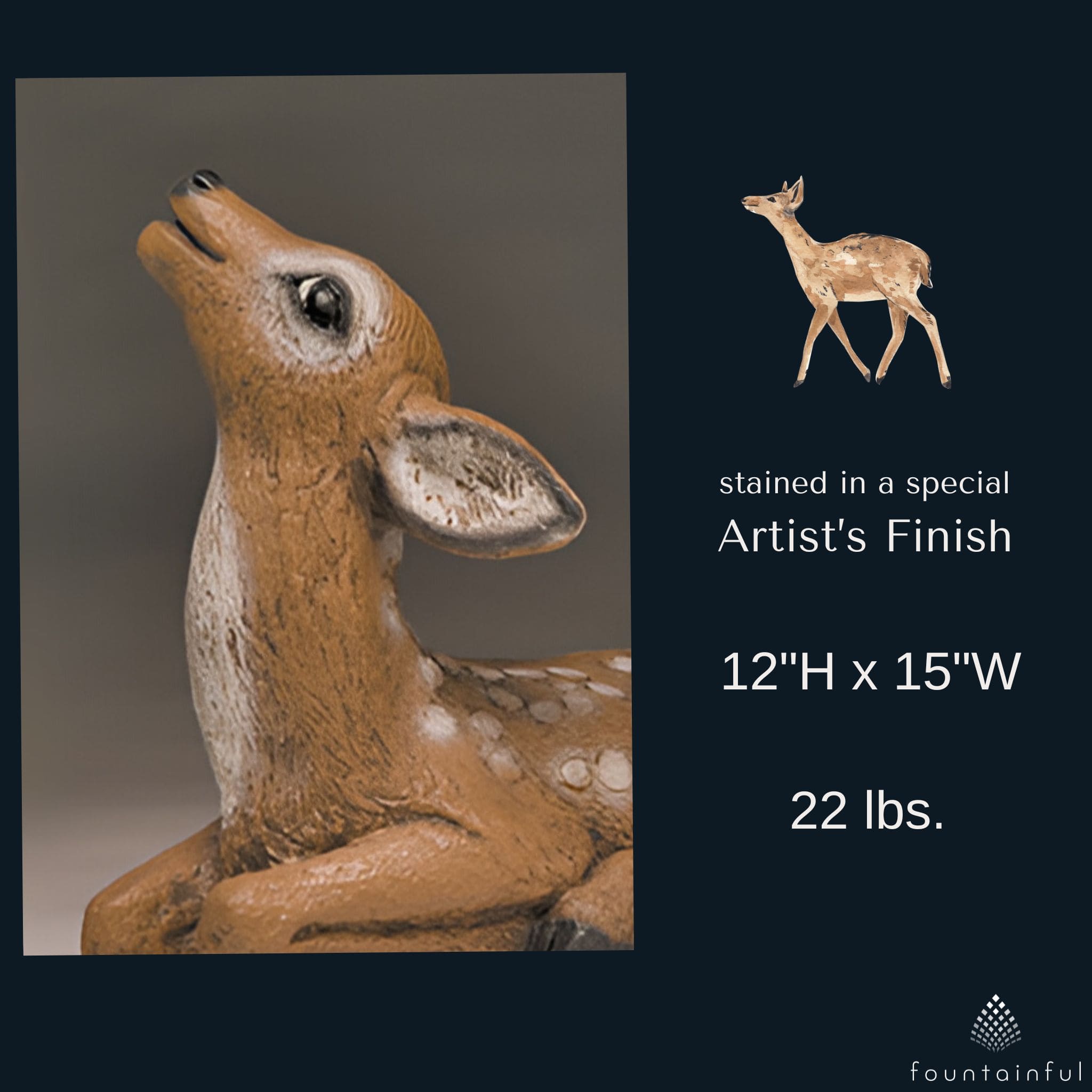 Reclining Fawn Concrete Garden Statue - Fiore #577