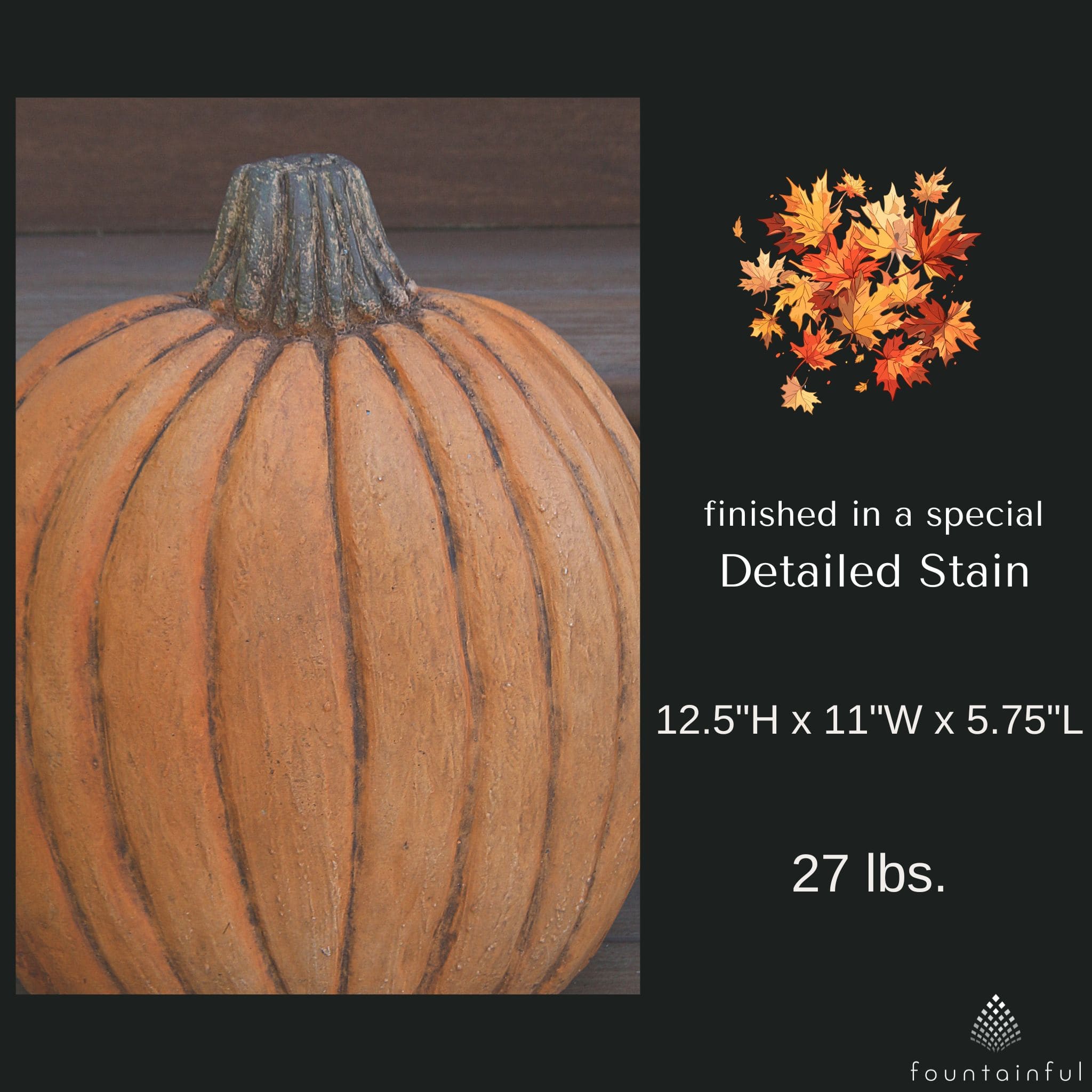 Short Pumpkin Concrete Garden Statue - Massarellis #4225