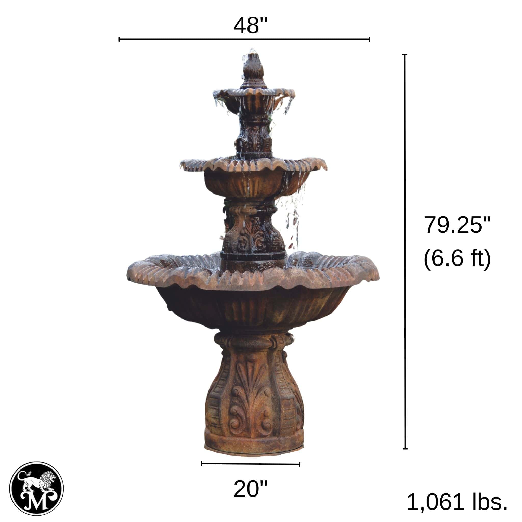 Calabria 3-Tier Concrete Fountain - Massarellis #3767