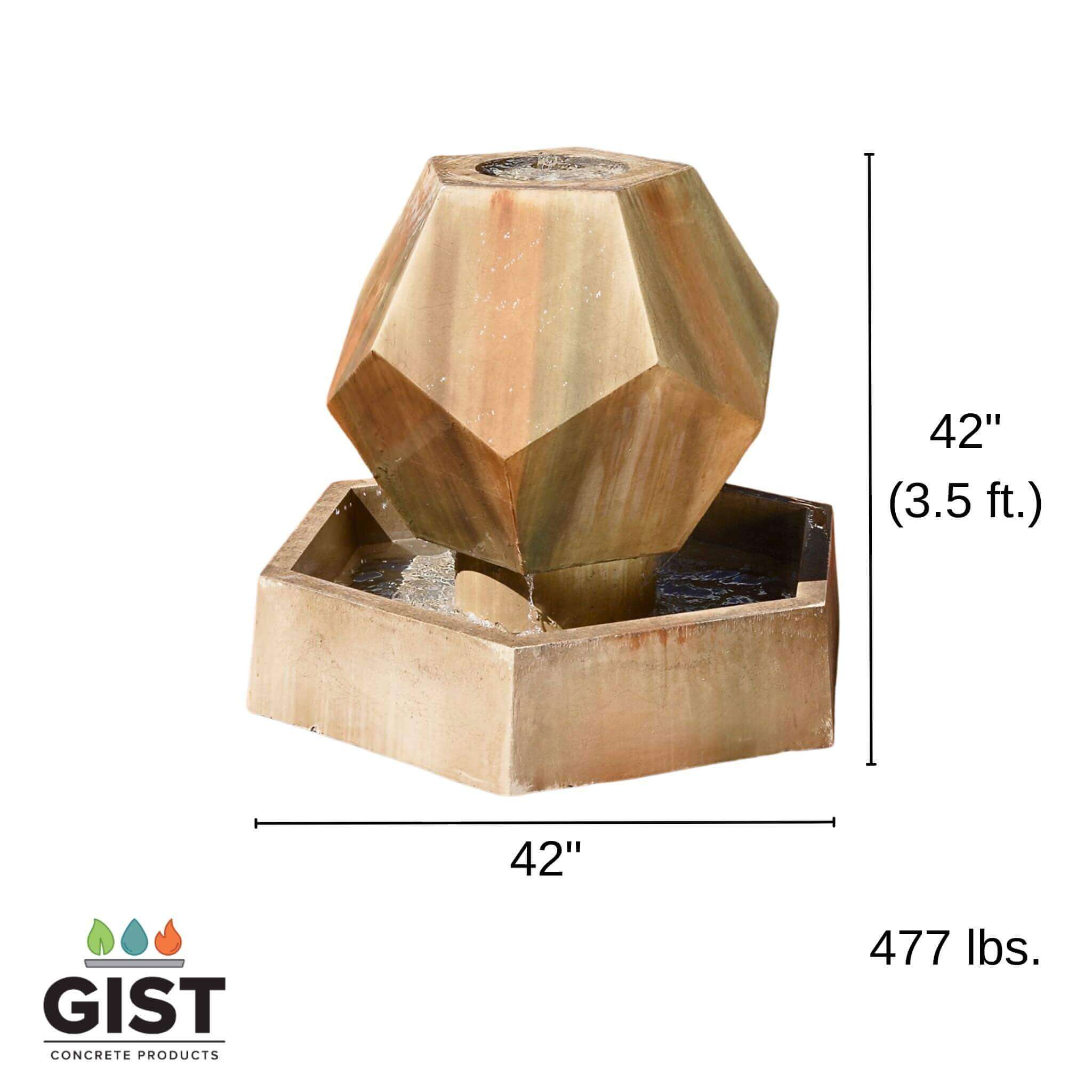 Twelve Sided Modern Concrete Fountain - GIST Fountains