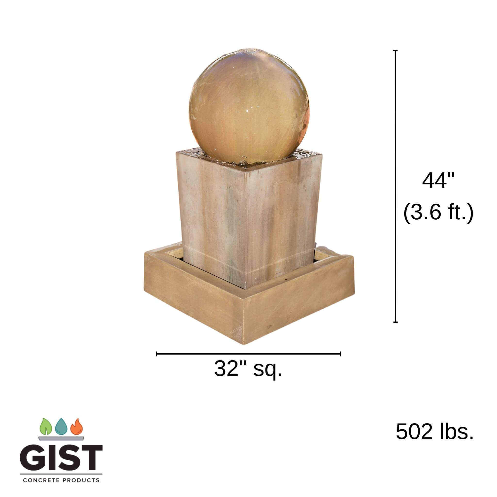 Obtuse Pedestal and Ball Concrete Fountain - GIST Fountains