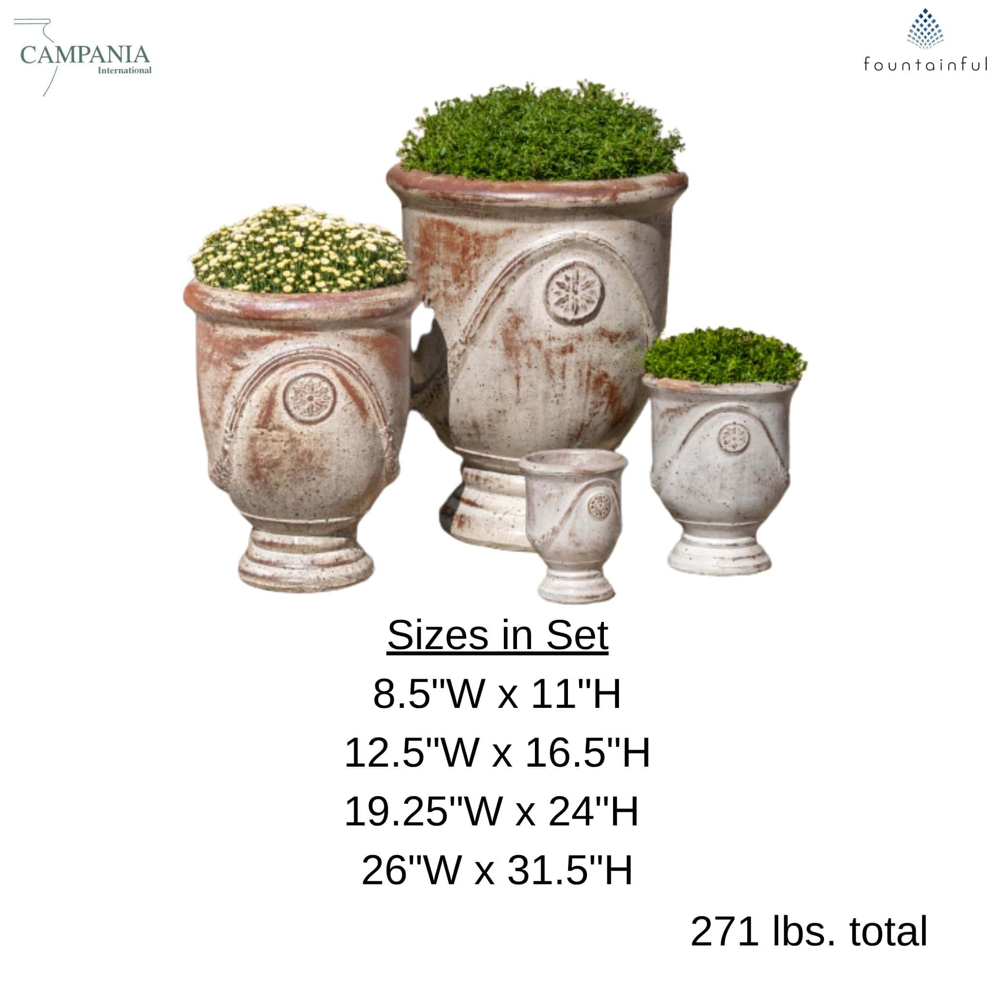 Avignon Set of 4 Glazed Terra Cotta Planters - Campania #6106