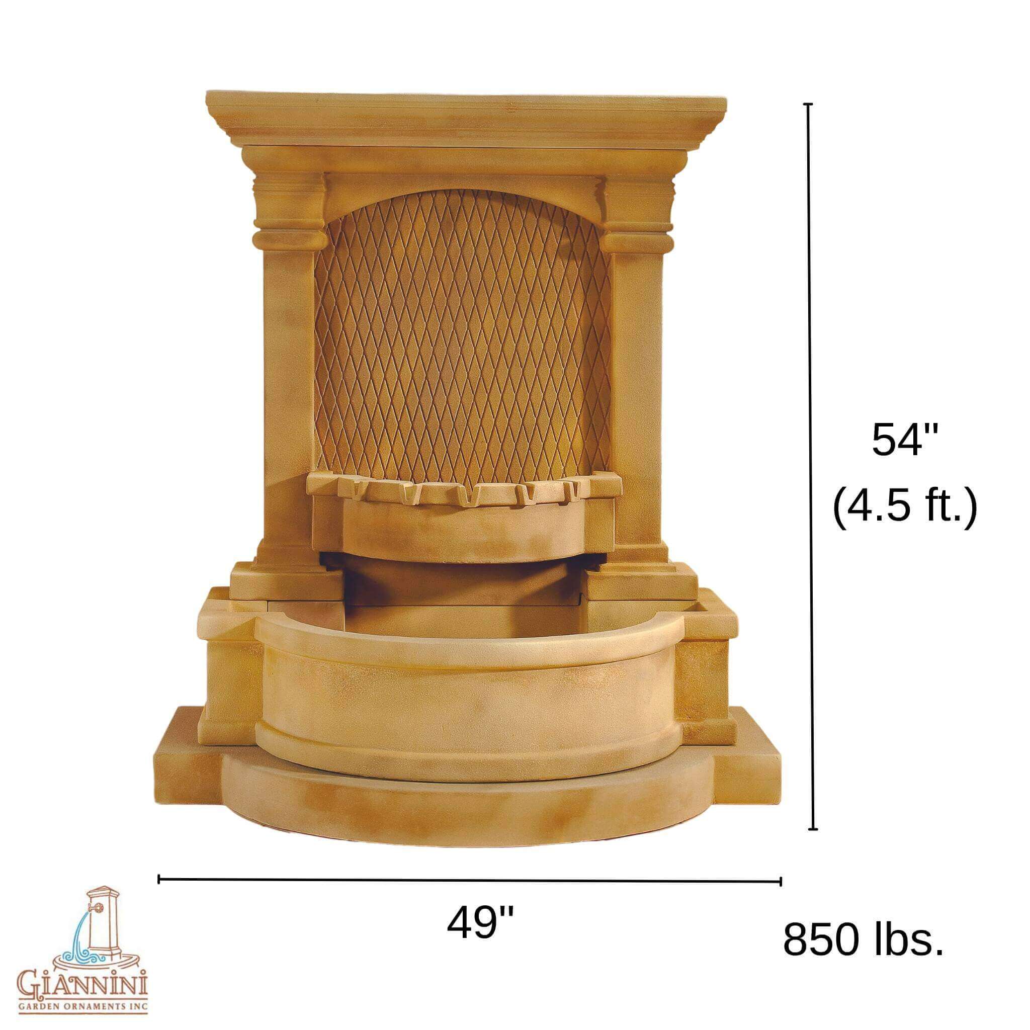 Savona Diamond Wall of Water Concrete Wall Fountain - Giannini #1549