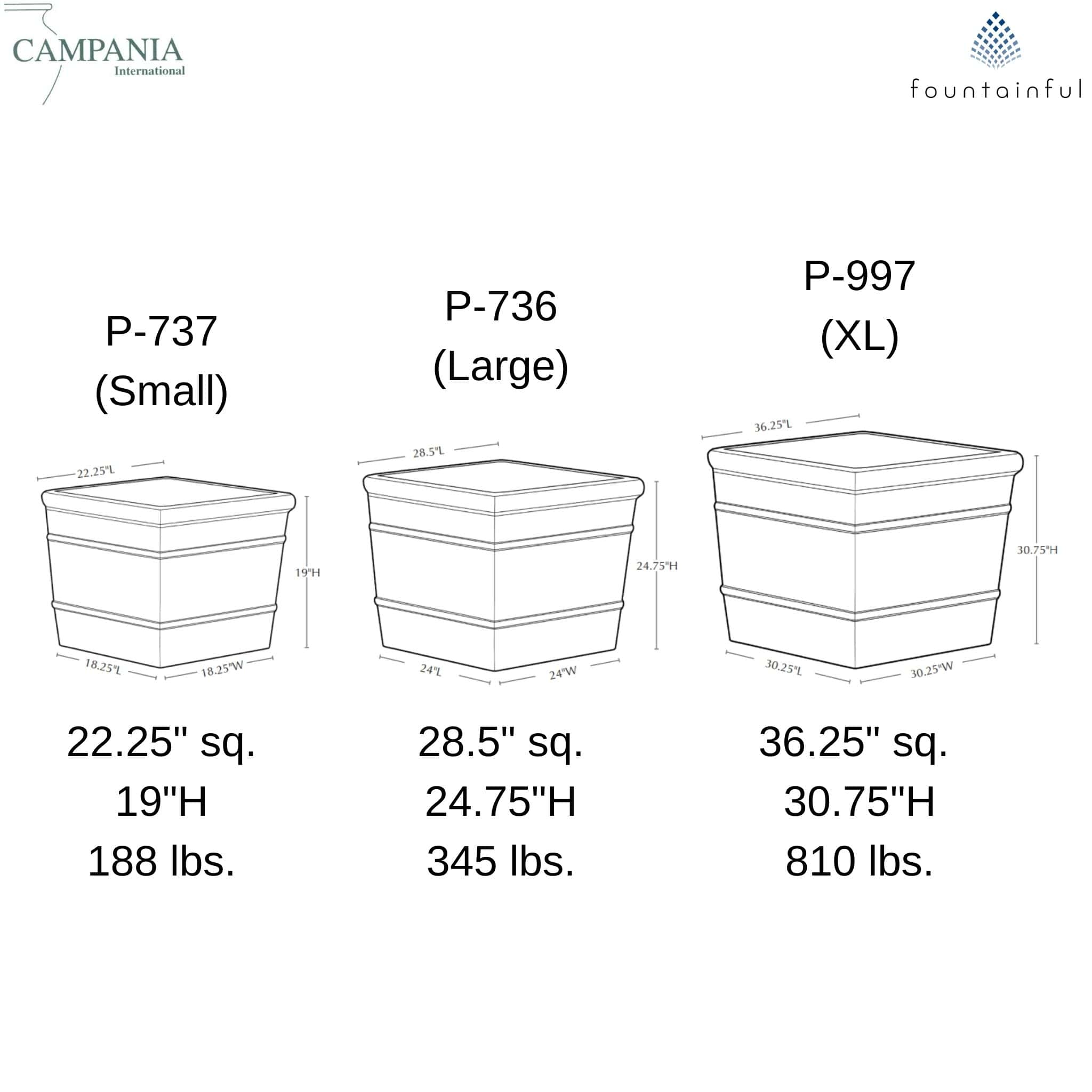 Marin Large Concrete Box Planters - Campania