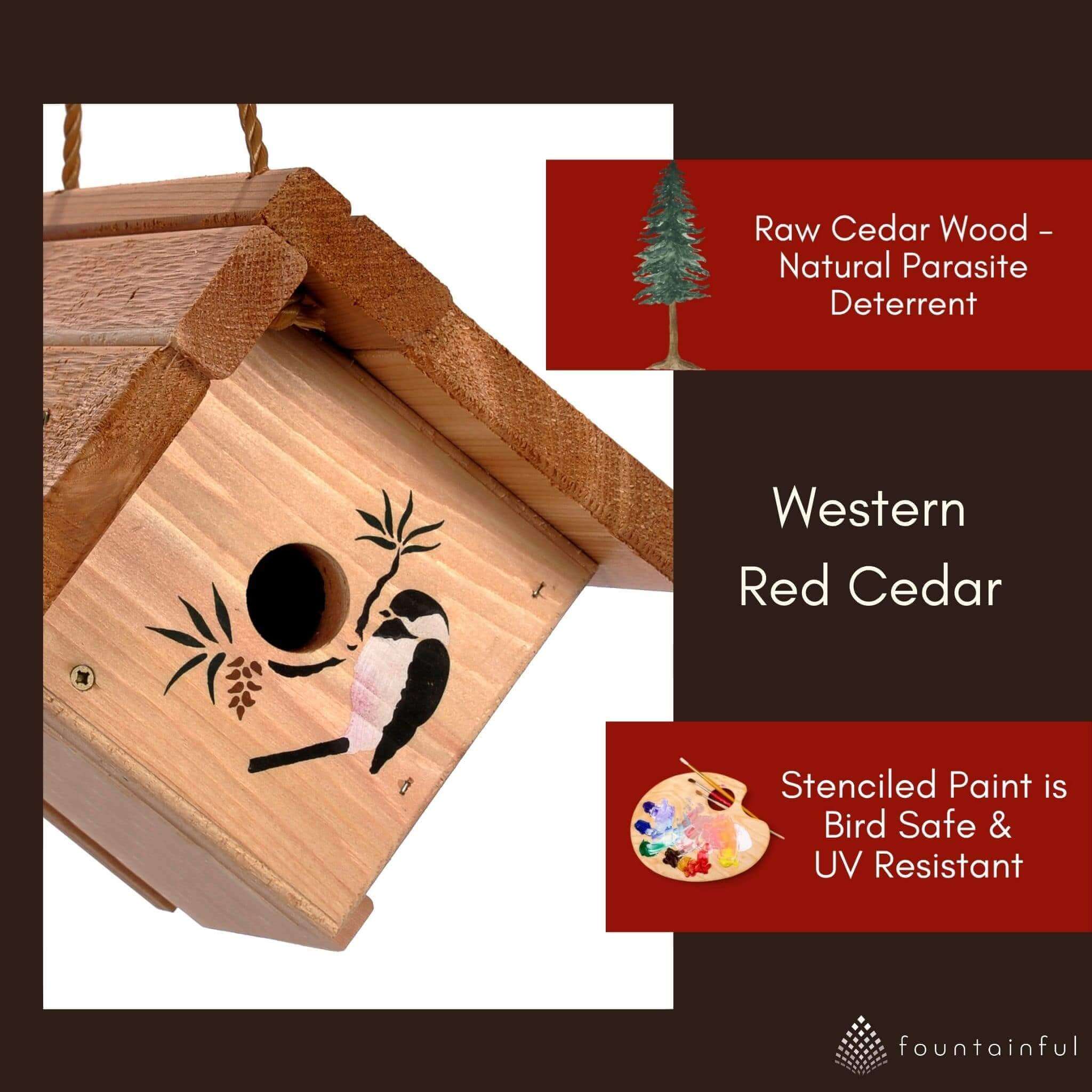 Chickadee Hanging Birdhouse - Cedar Wood | Winter Woodworks
