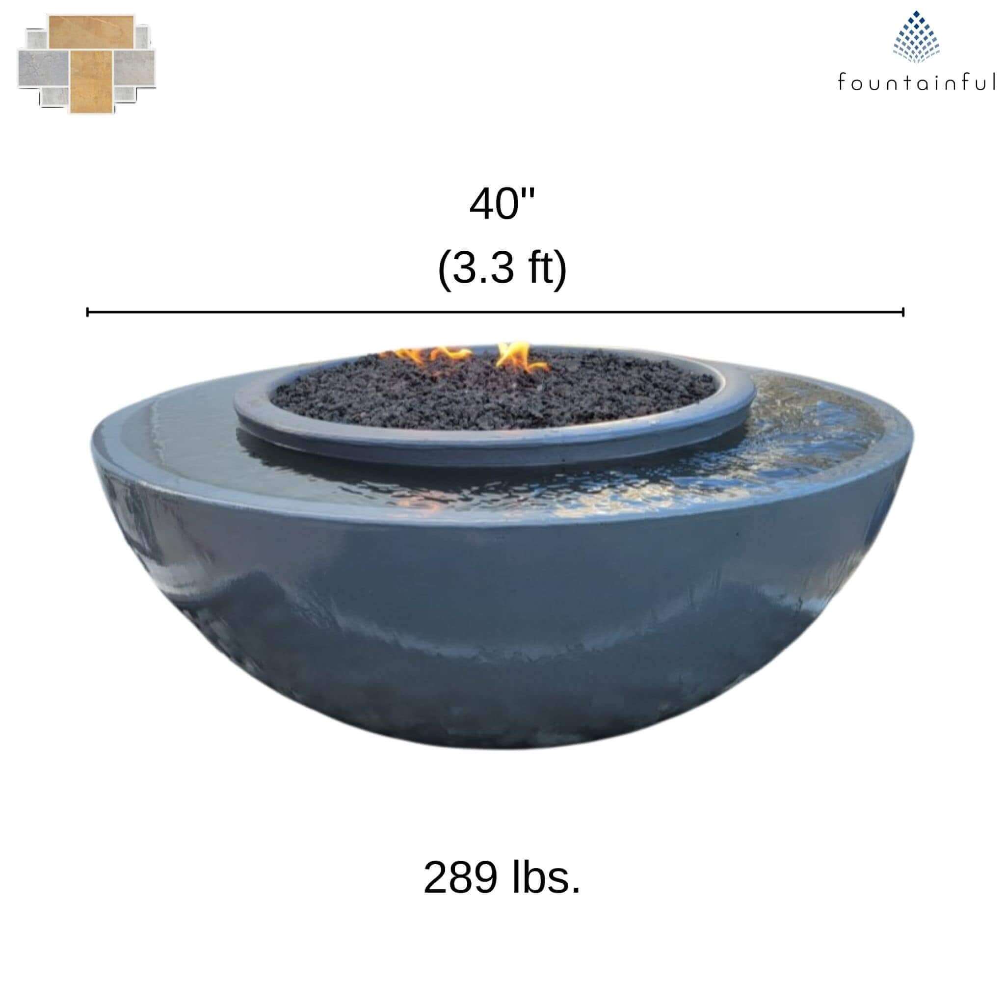 360° Fire & Water Bowl Concrete Fountain