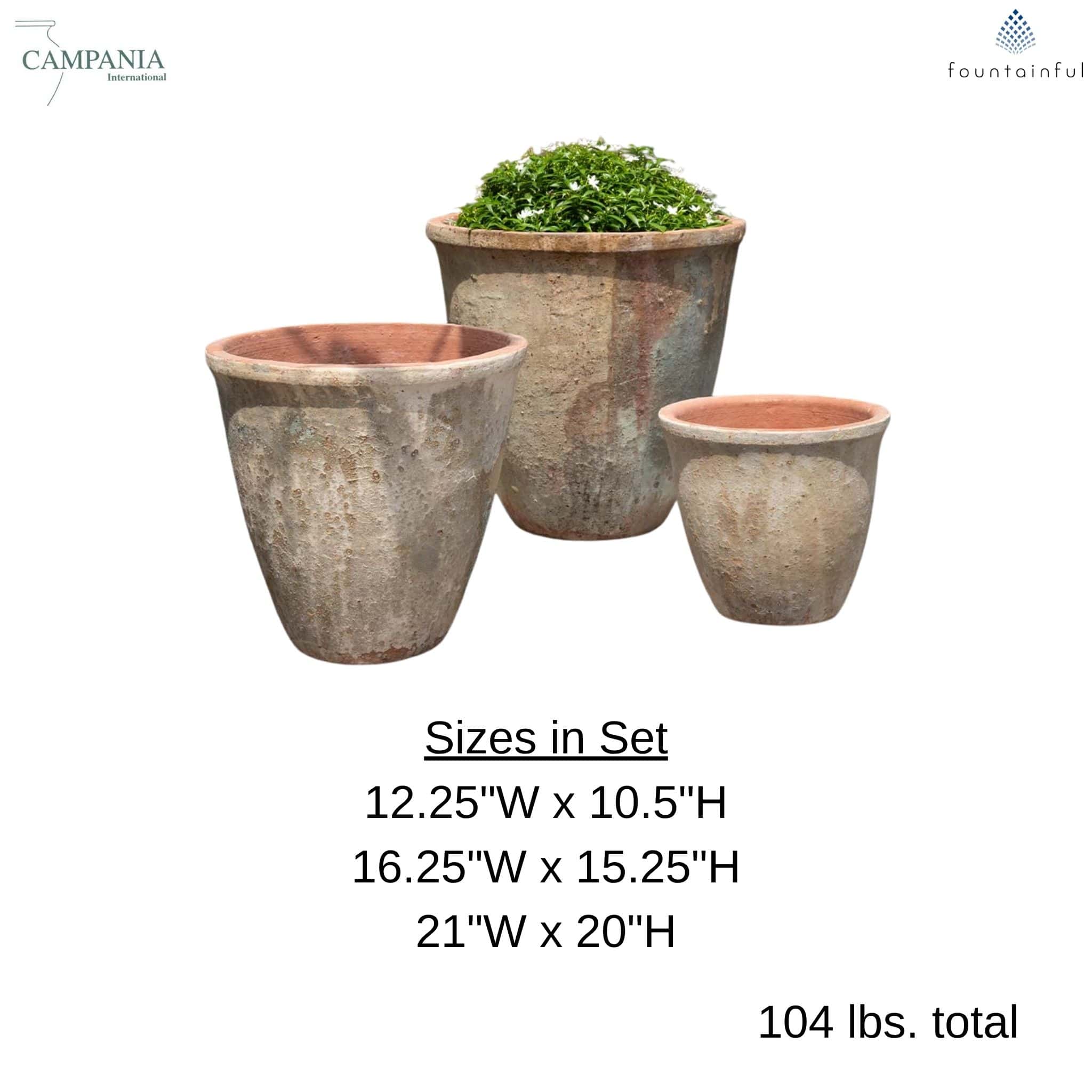 Alicante Set of 3 Glazed Terra Cotta Planters - Campania #5039