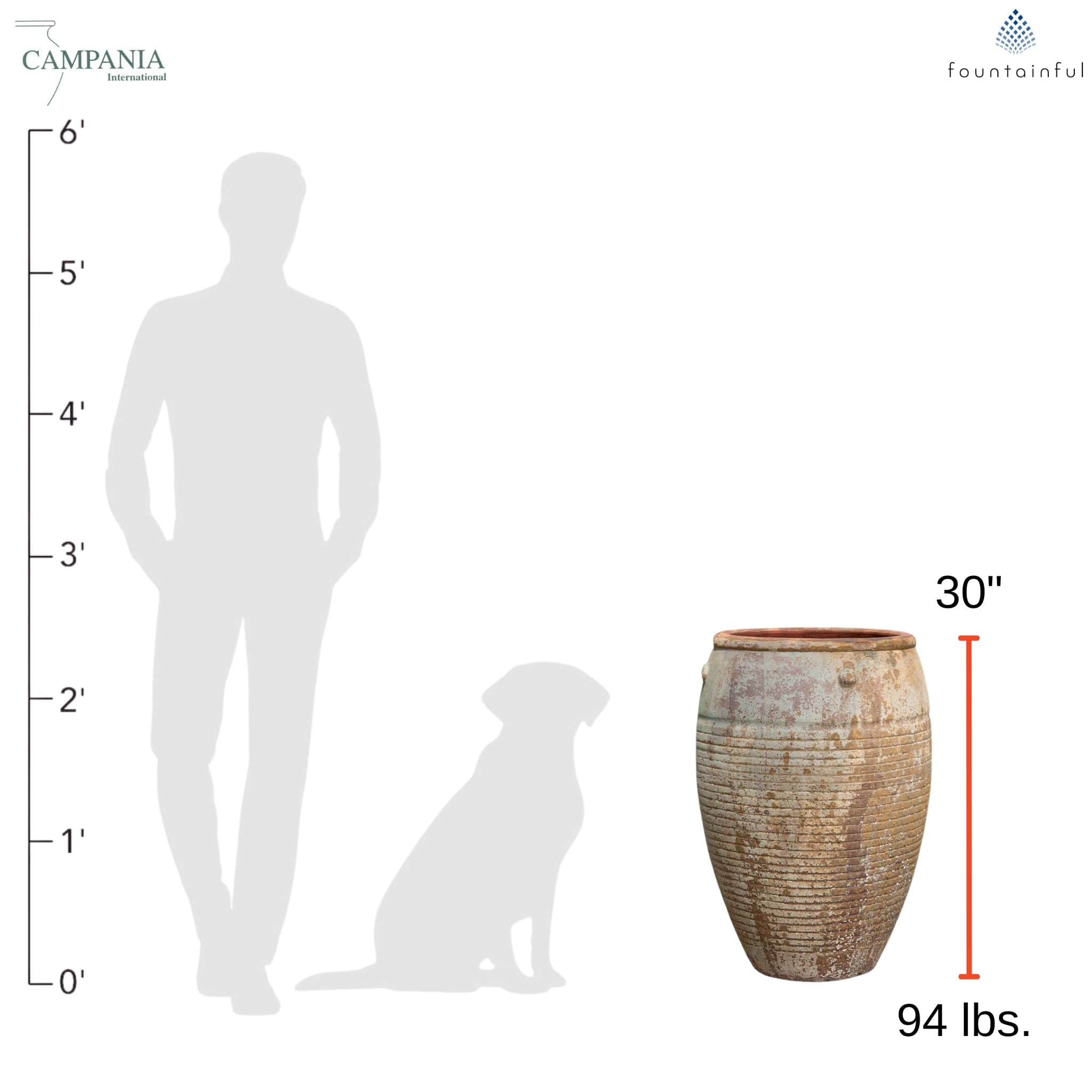 Catania Jar Glazed Terra Cotta Planter - Campania #5038