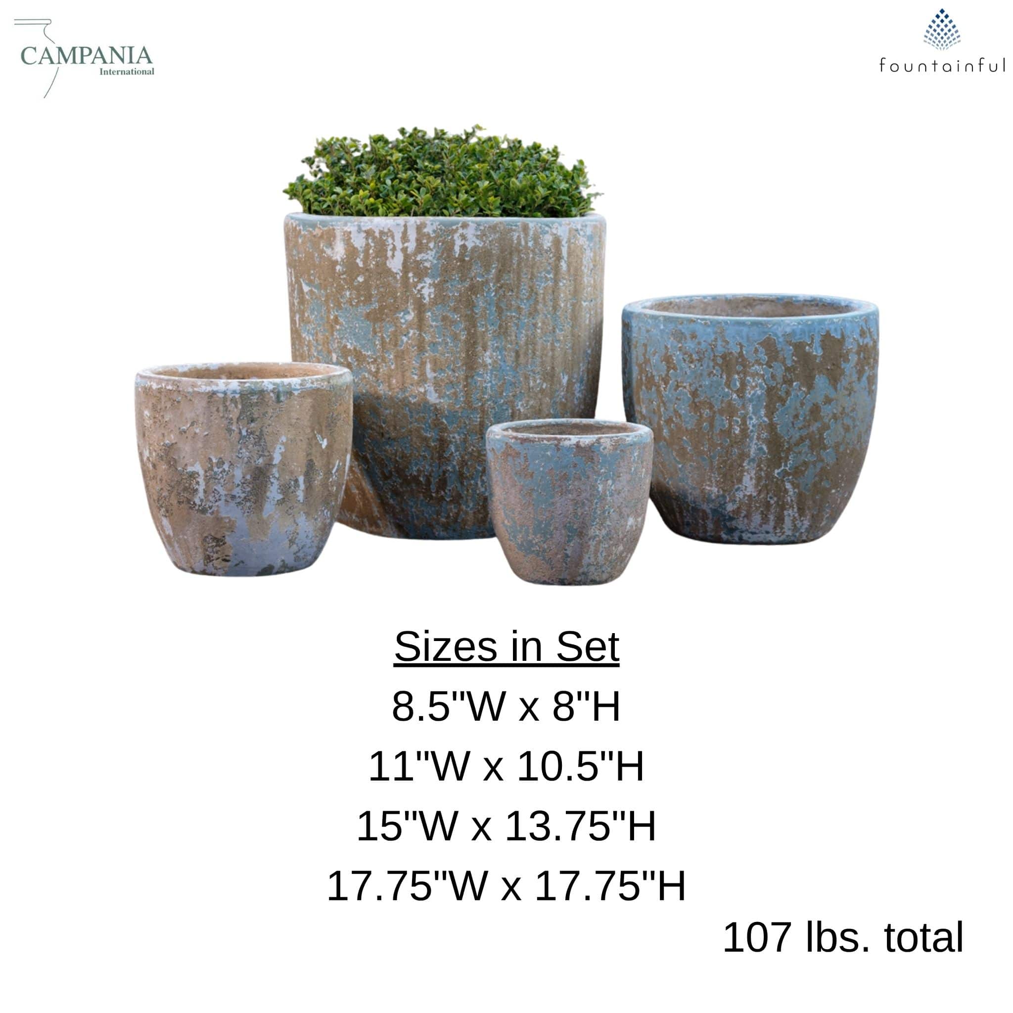Cordevalle Set of 4 Glazed Terra Cotta Planters - Campania #5021