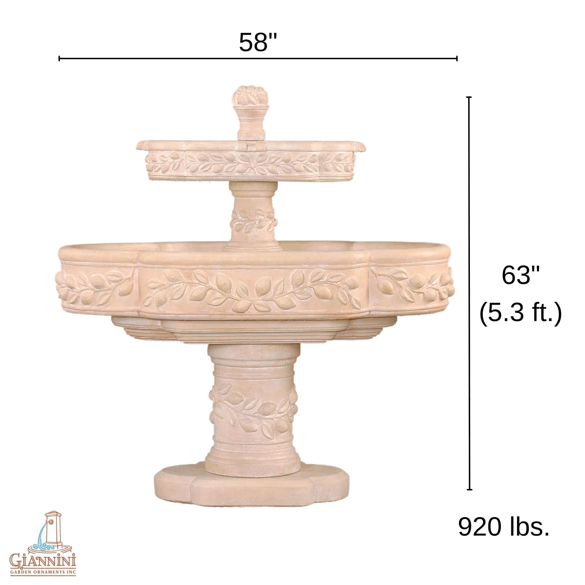 Limoni Romani 2-Tier Concrete Fountain - Giannini #1127