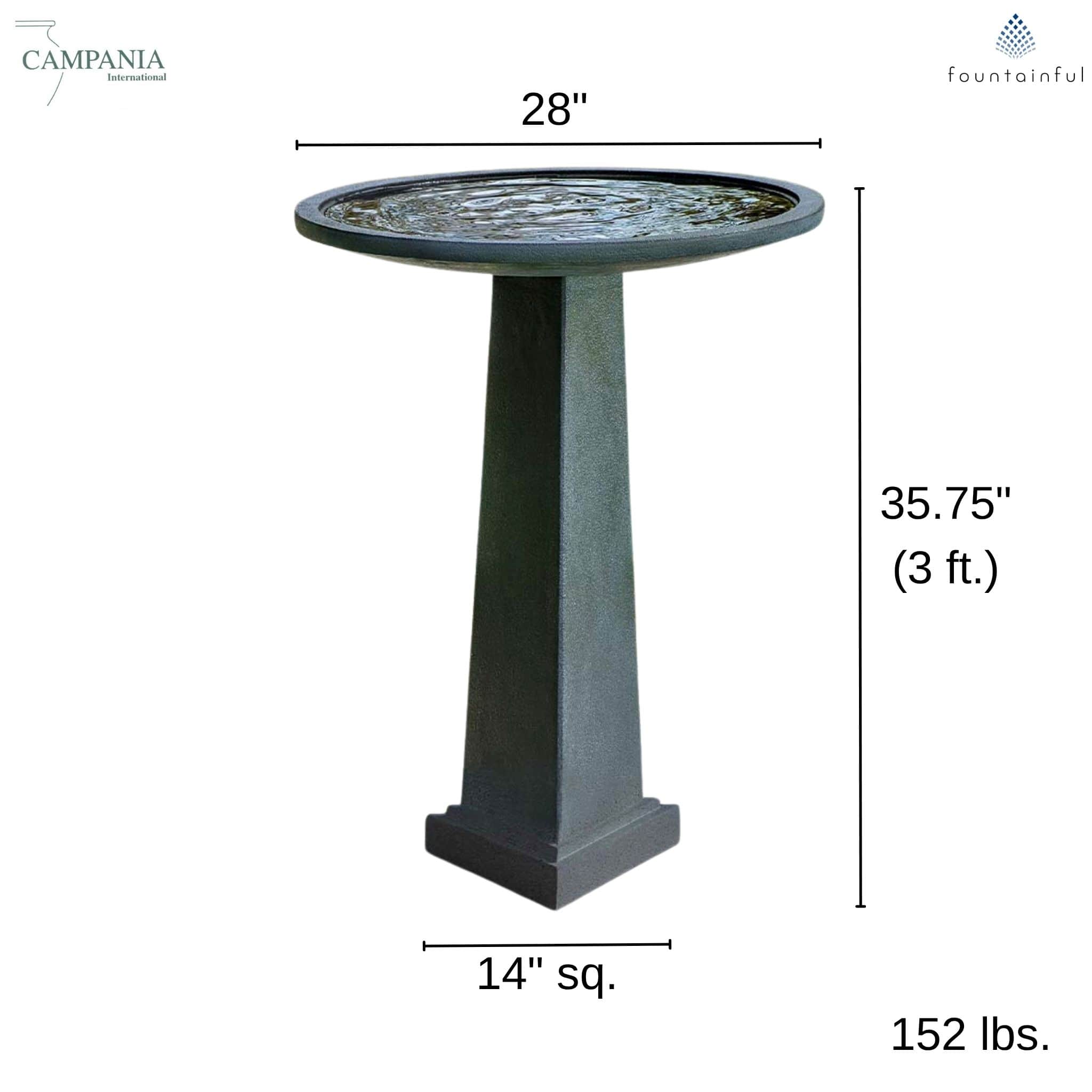 The Spire Concrete Bird Bath - Campania #B212
