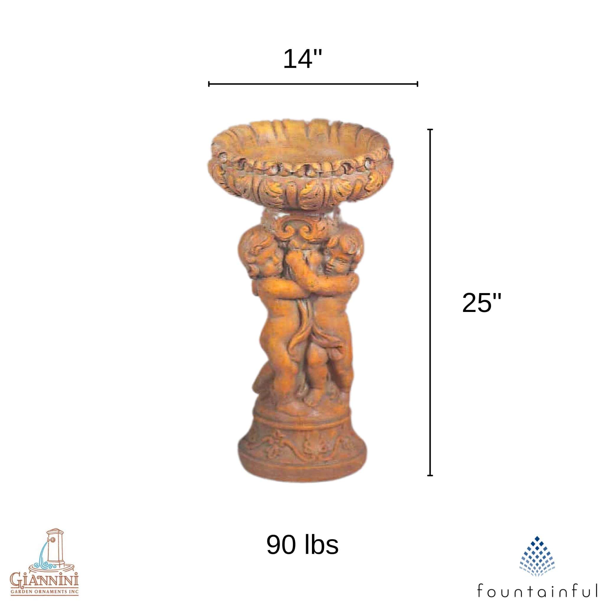 Cherubs "Putti" Concrete Bird Bath - Giannini #292