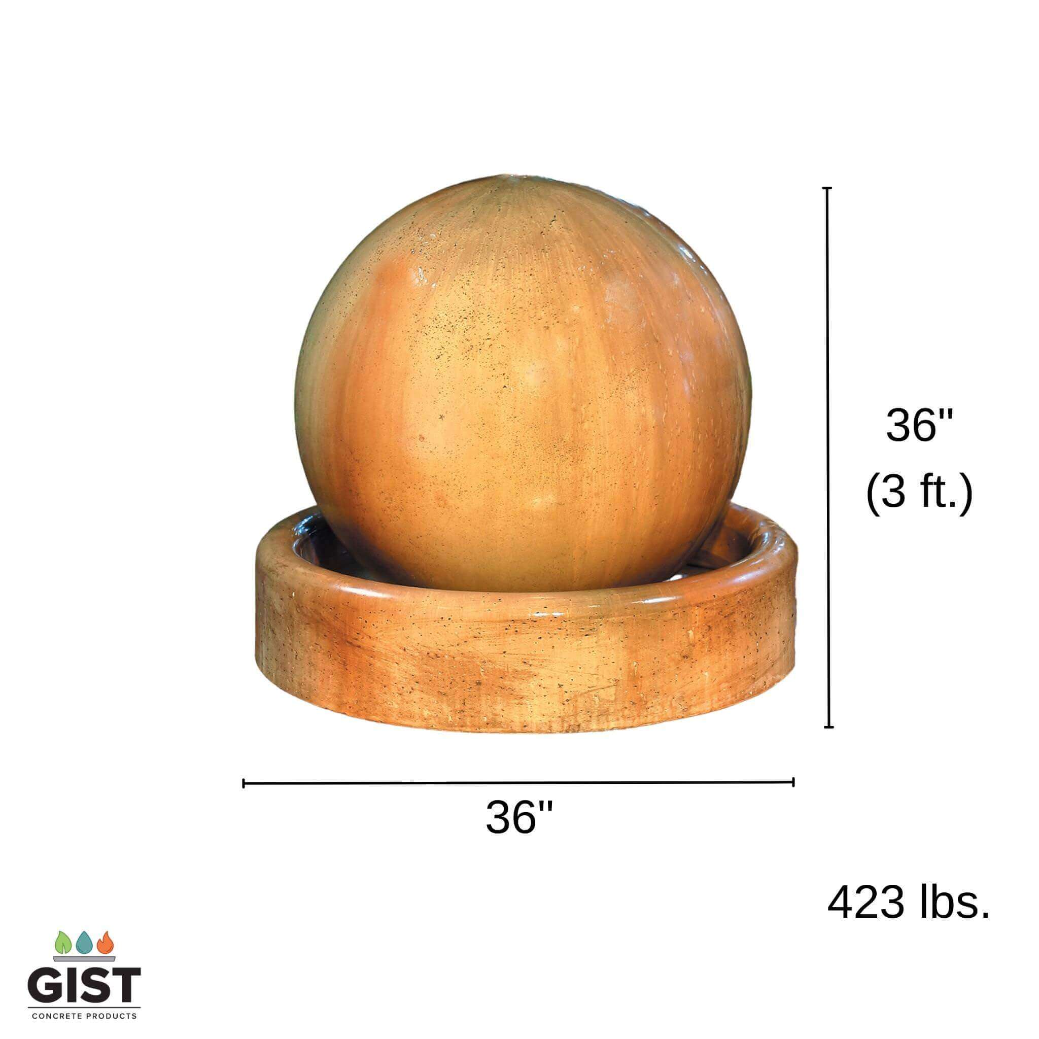 Ball & Ring Base Concrete Fountain - GIST Fountains