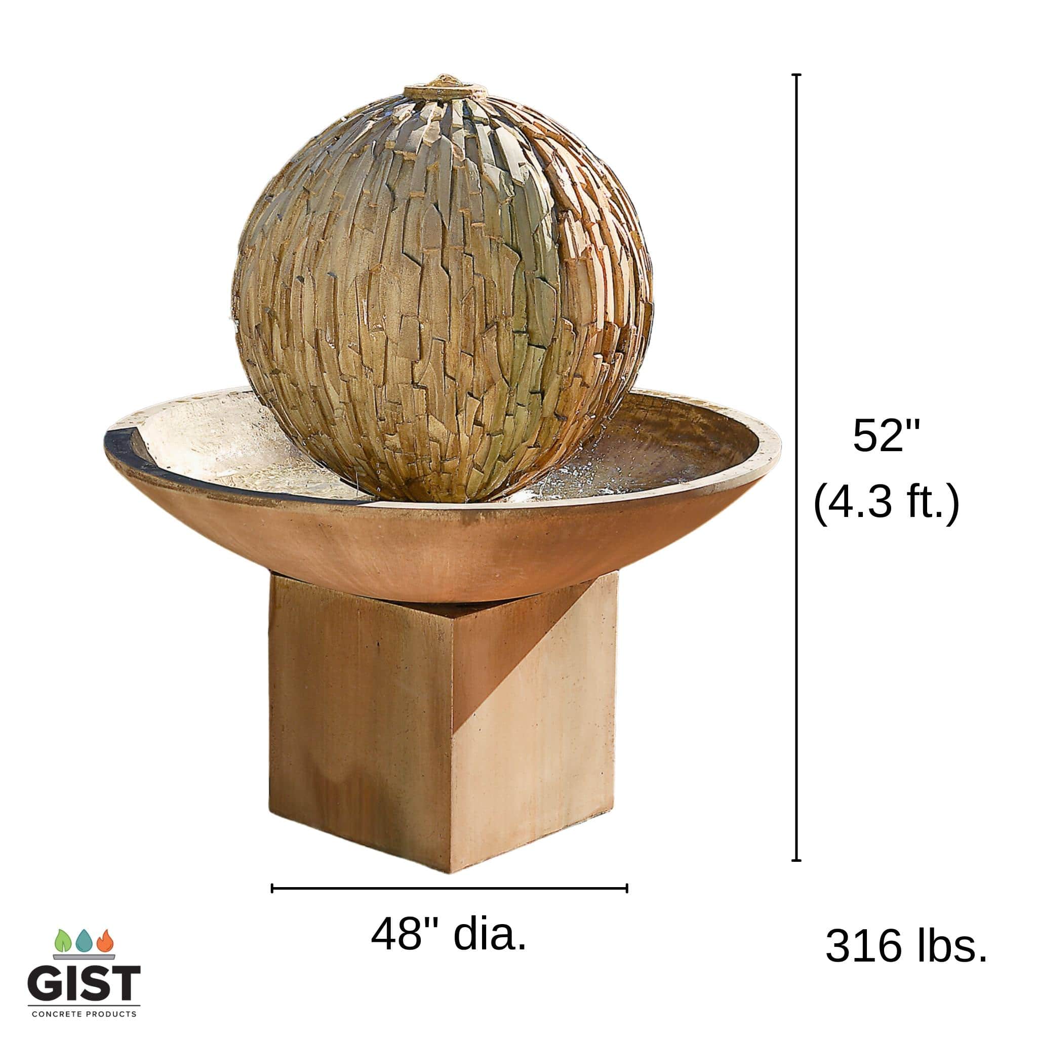 Rubix & Wok w/Riser Concrete Fountain - GIST Fountains