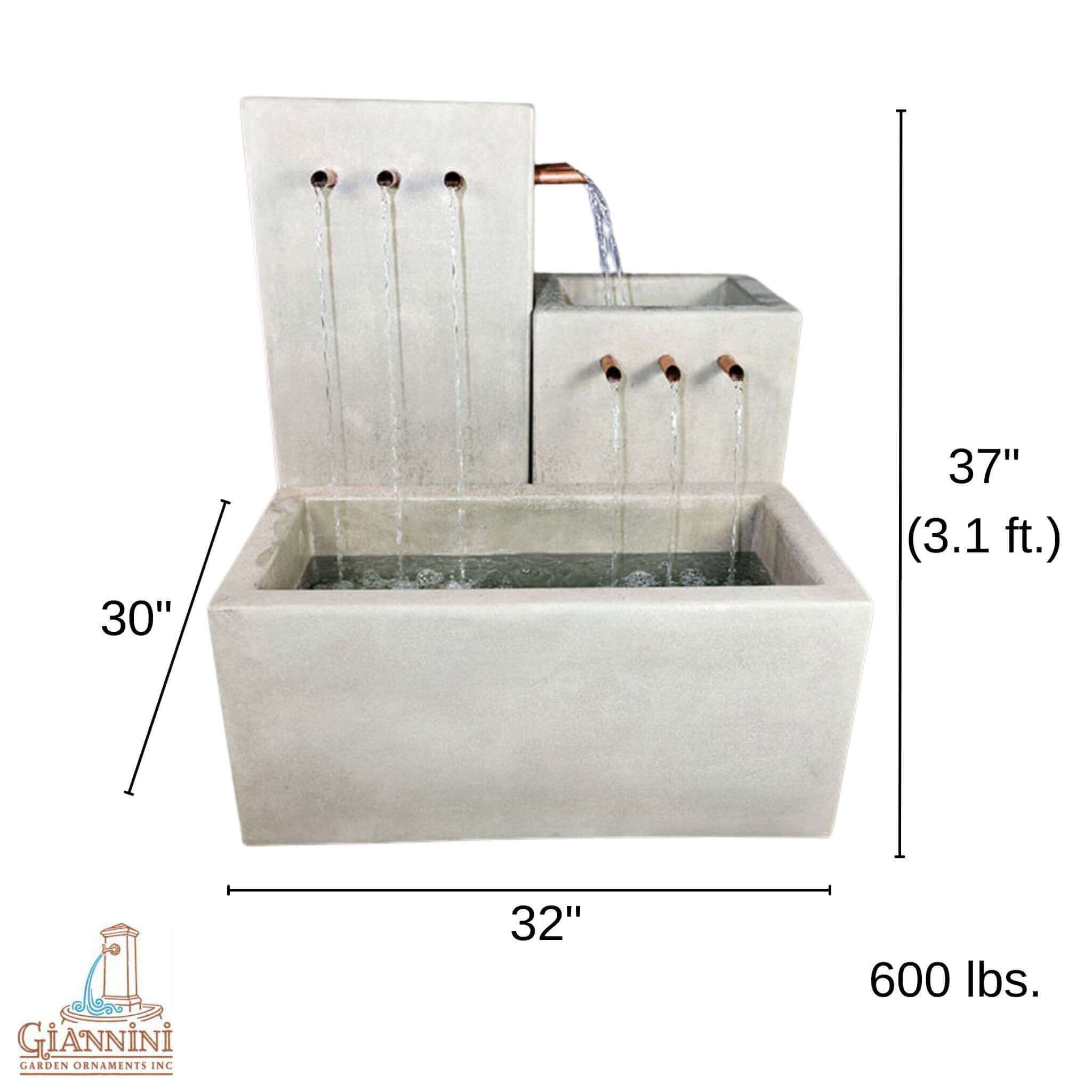 Novem Concrete Wall Fountain - Giannini #1779