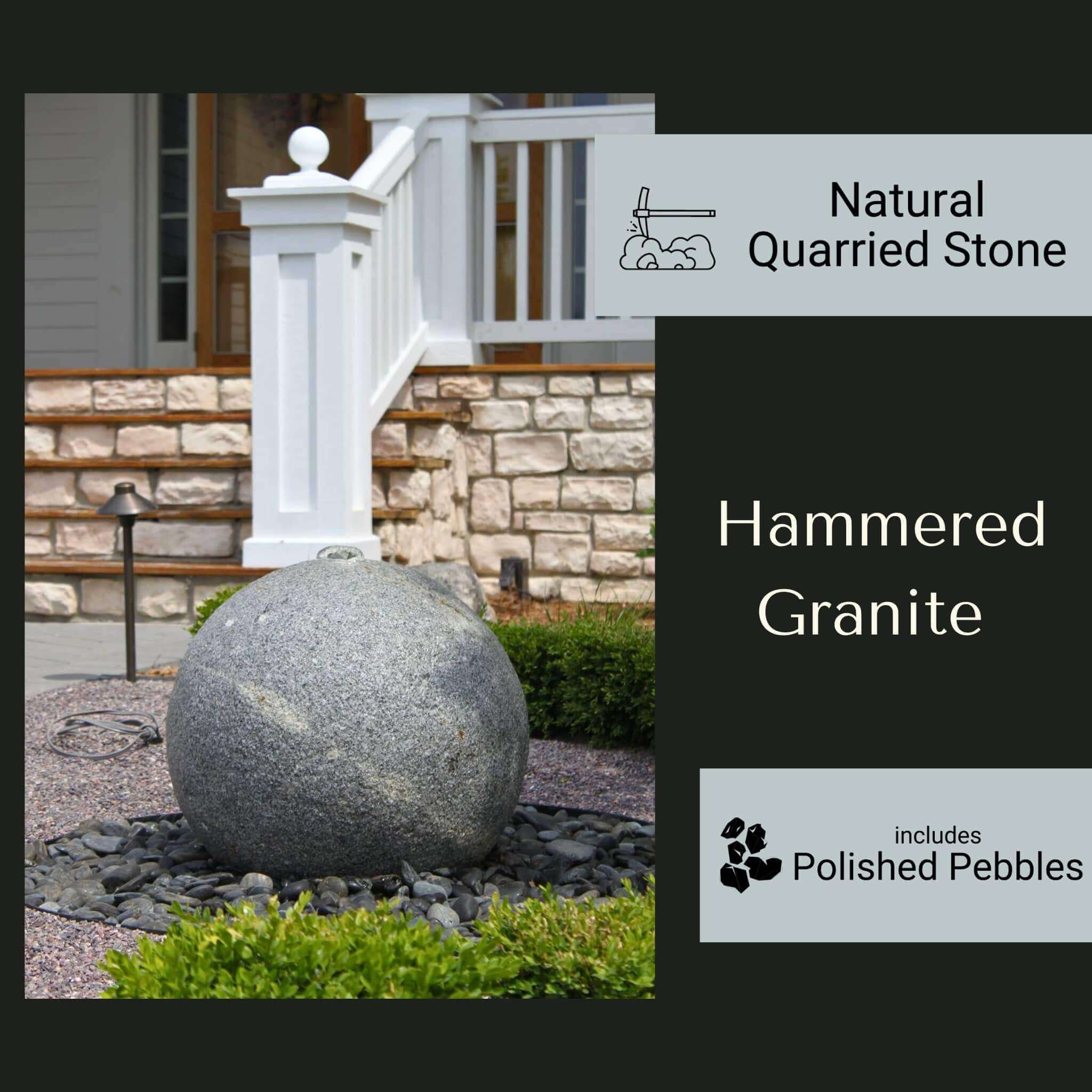 Hammered Granite Sphere Fountain - Complete Kit - Blue Thumb
