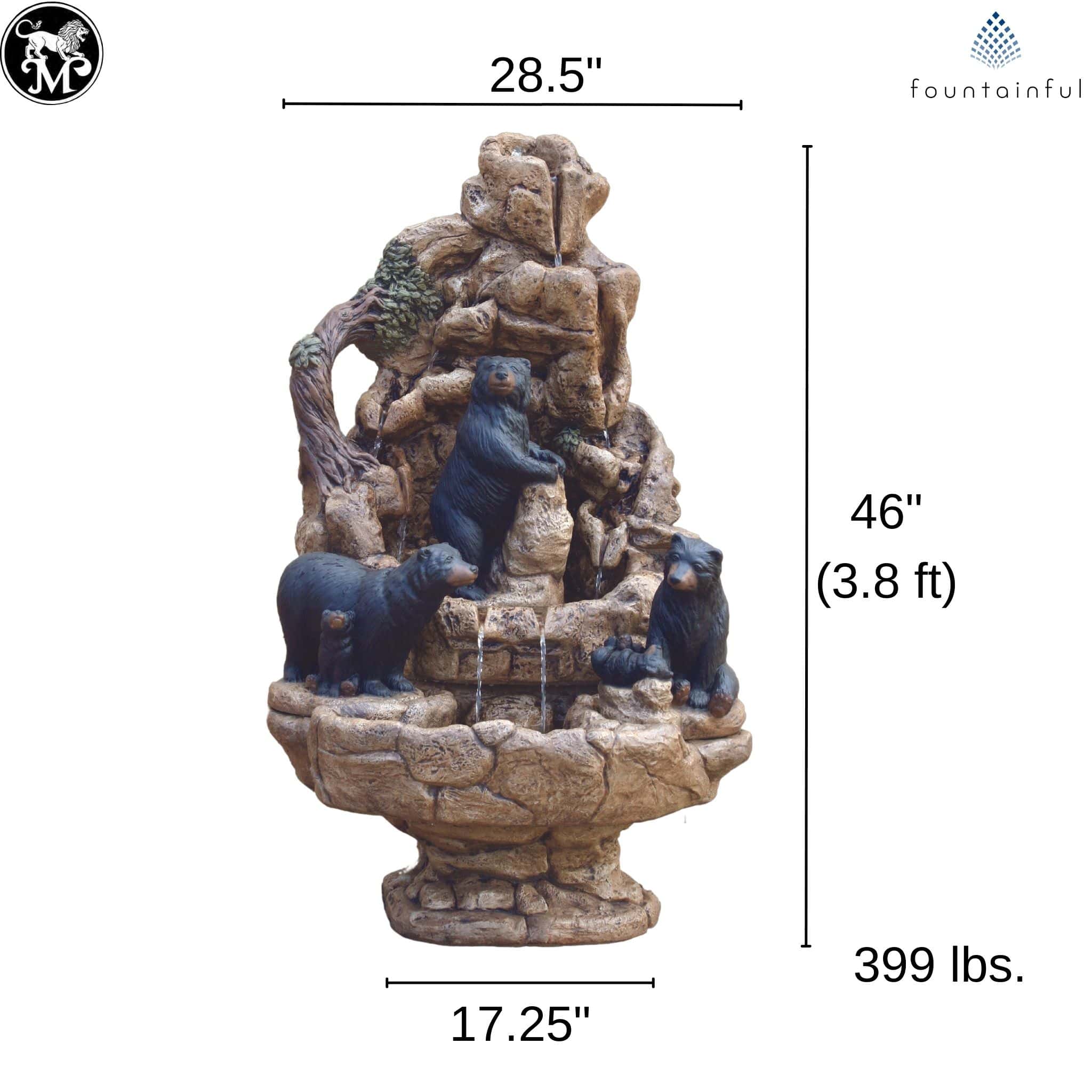 Bears Wildlife Concrete Fountain - Massarellis #3351
