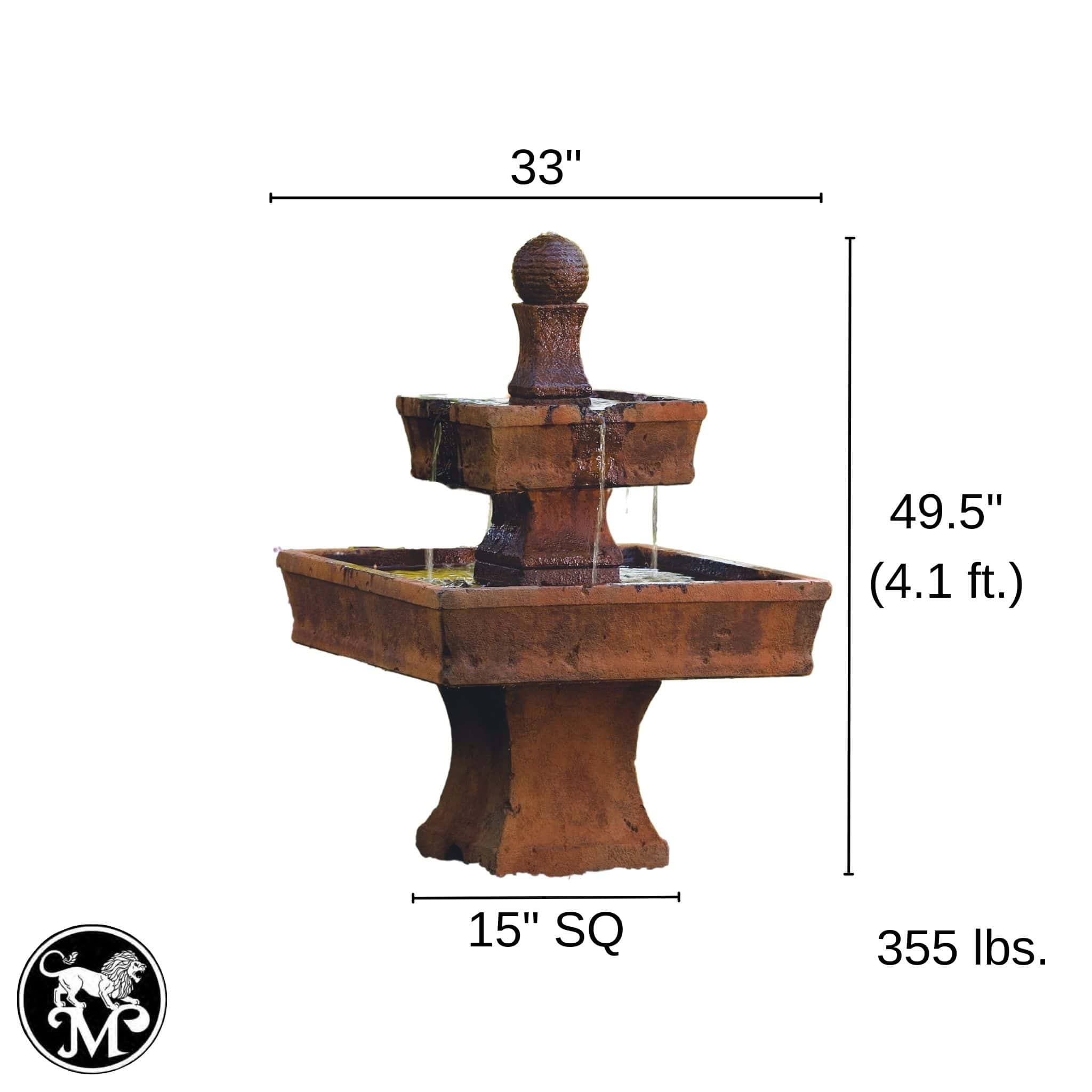 Oliveto 2-Tier Concrete Fountain - Massarellis #3634