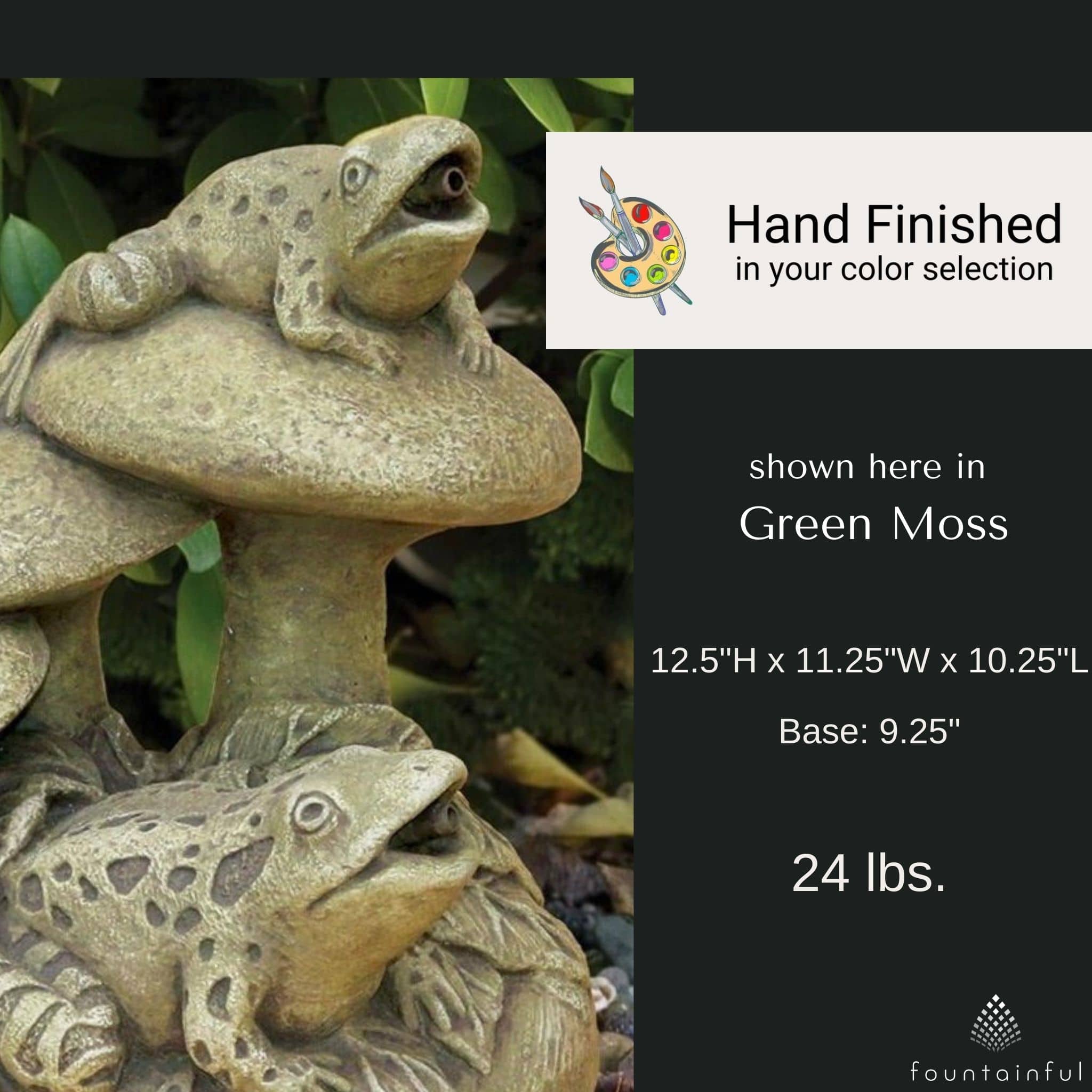 Frogs & Mushrooms Plumbed Concrete Statue - Massarellis #2290