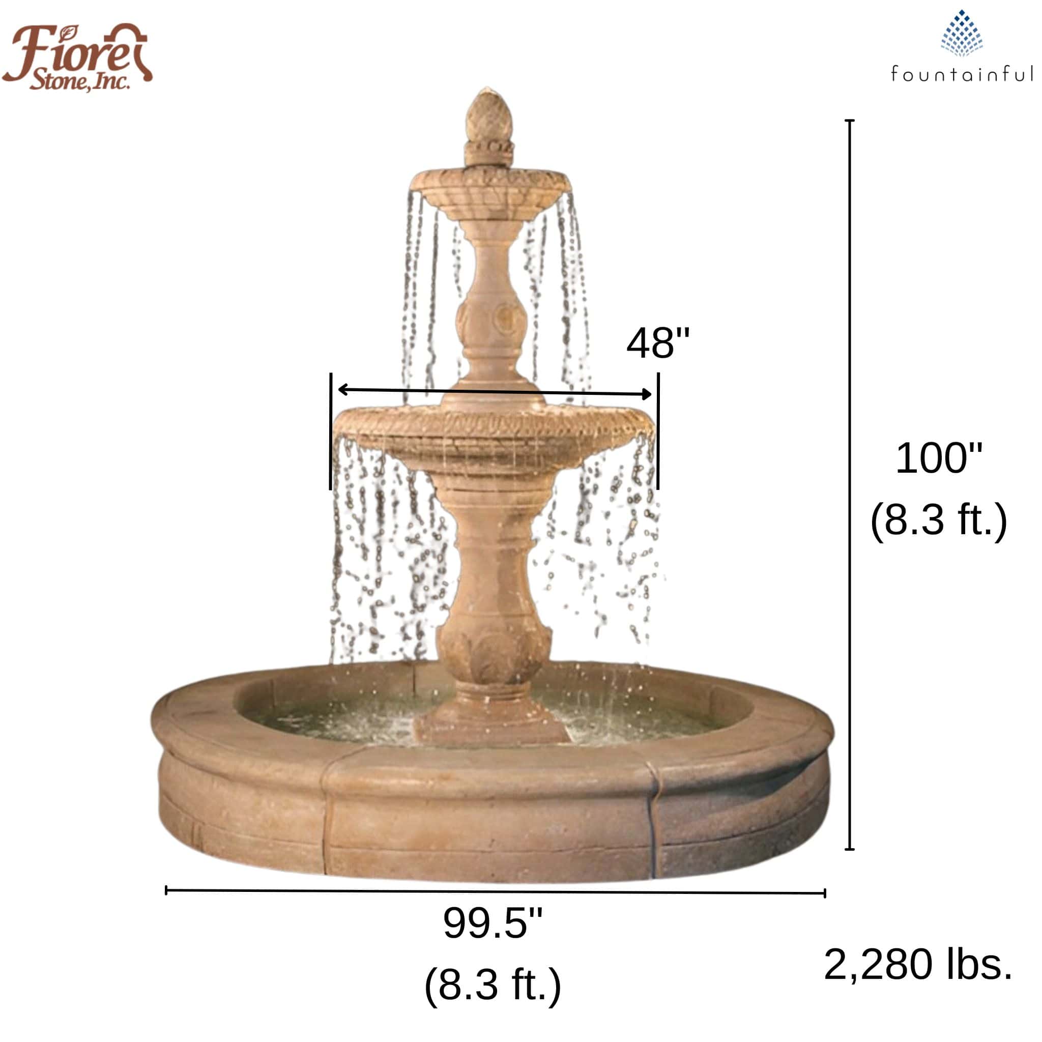 Four Seasons 2-Tier Concrete Pond Fountain - Fiore #2088FRG